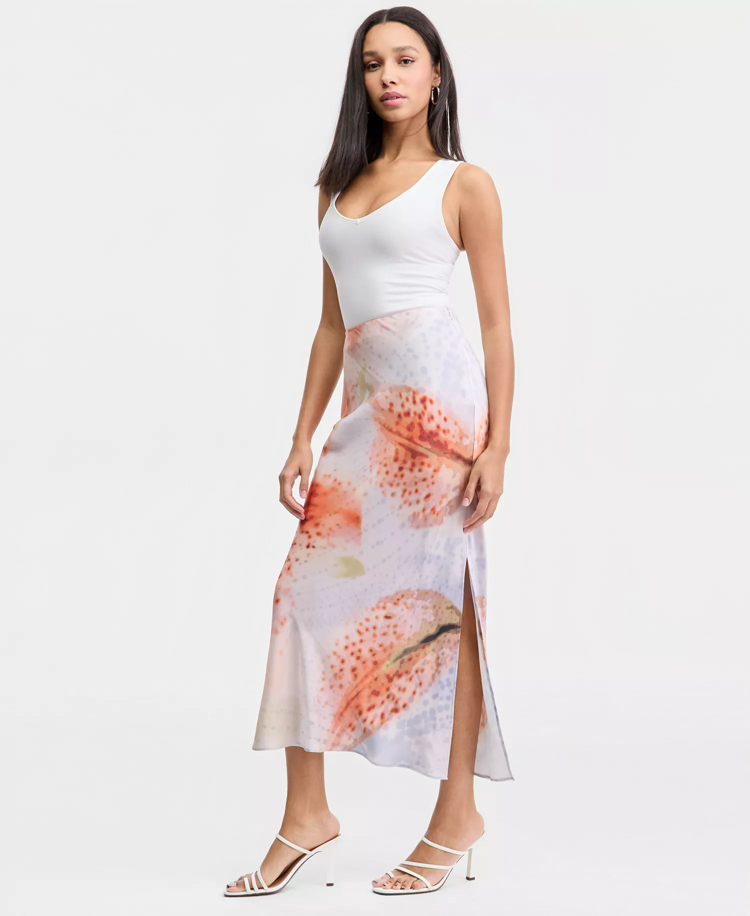 Women's Satin Pencil Skirt, Macy's Exclusive - Floral Blur - L