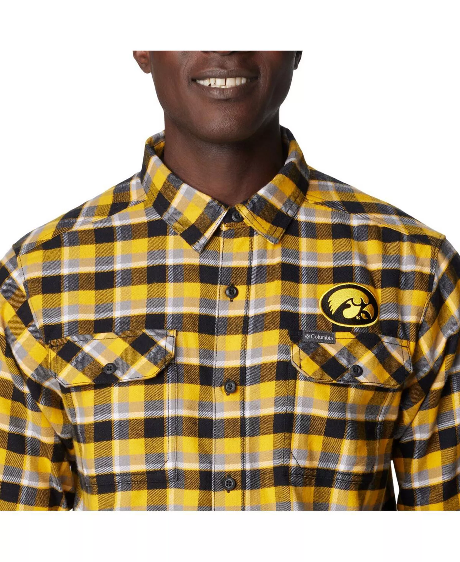 Men's Gold Iowa Hawkeyes Flare Gun Flannel Long Sleeve Shirt - Gold - L