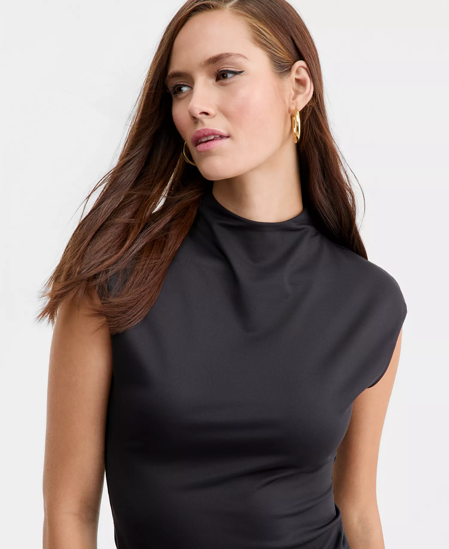 Women's Short-Sleeve Side-Ruched Top, Macy's Exclusive - Deep Black - L