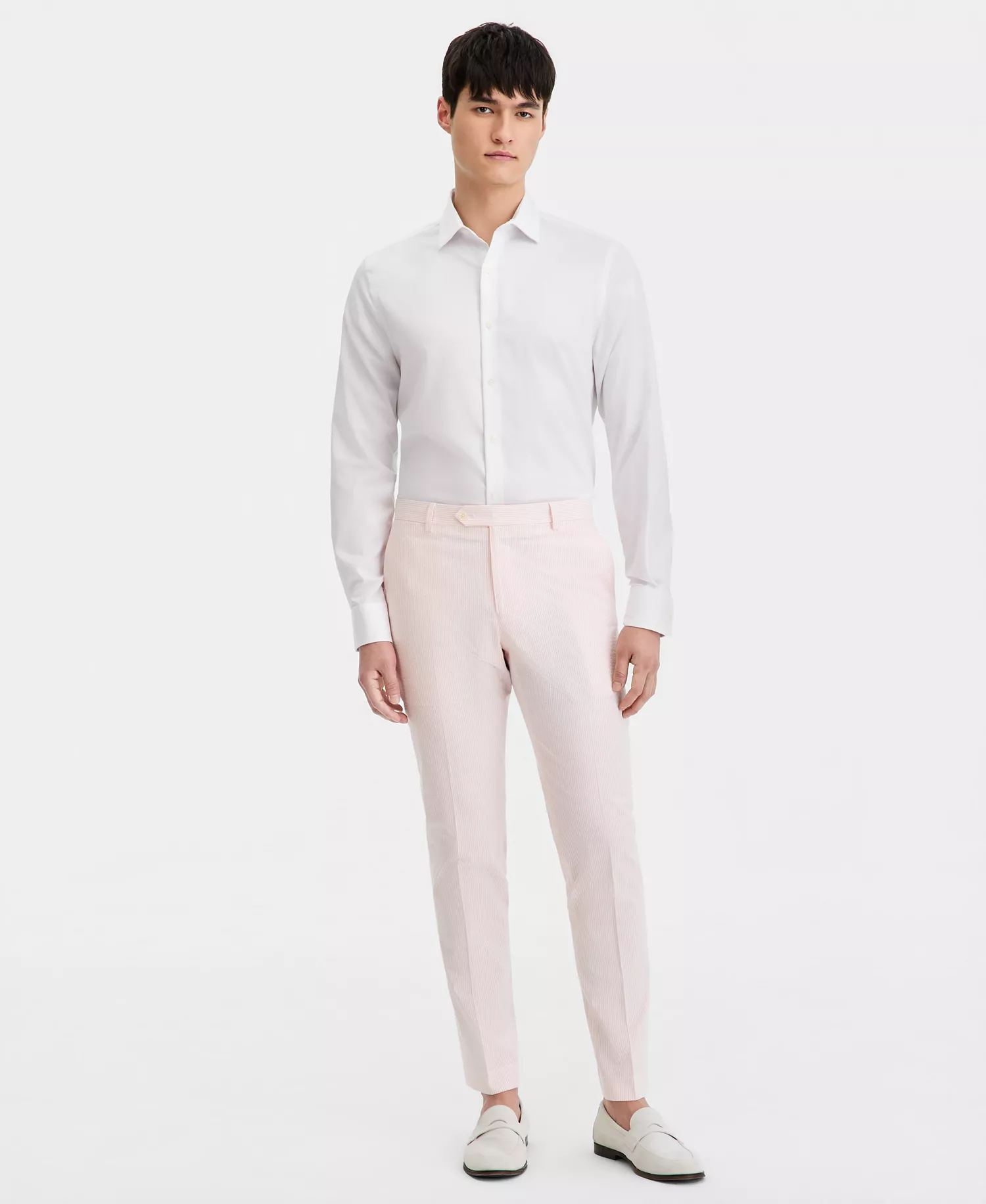 Men's Modern-Fit Solid Seersucker Pant - PINK/WHITE - 30 - 30
