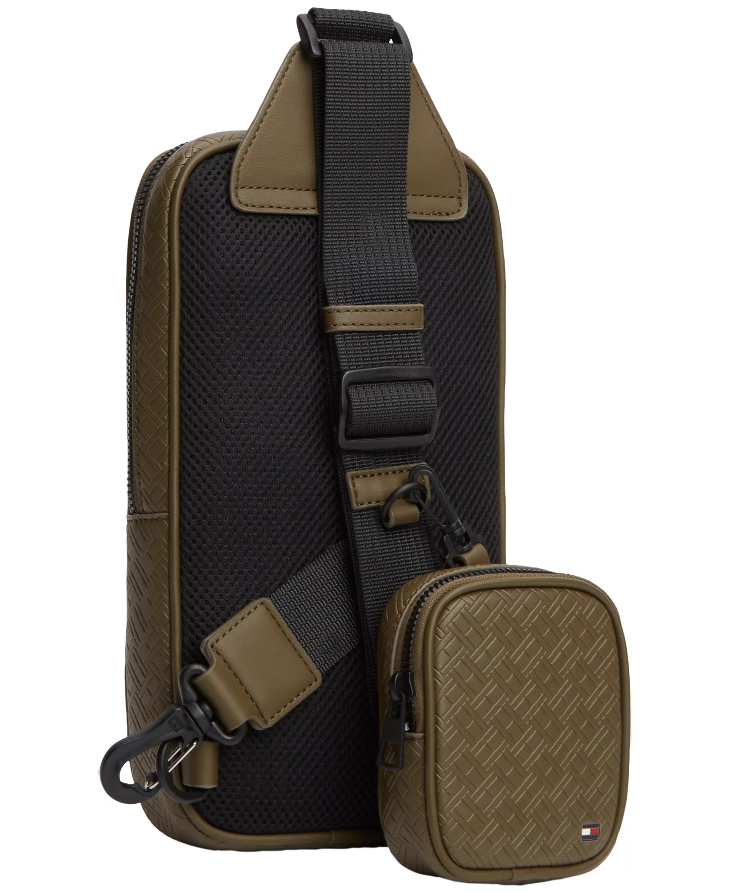 Men's Embossed Flag Sling Bag - Brown - No Size