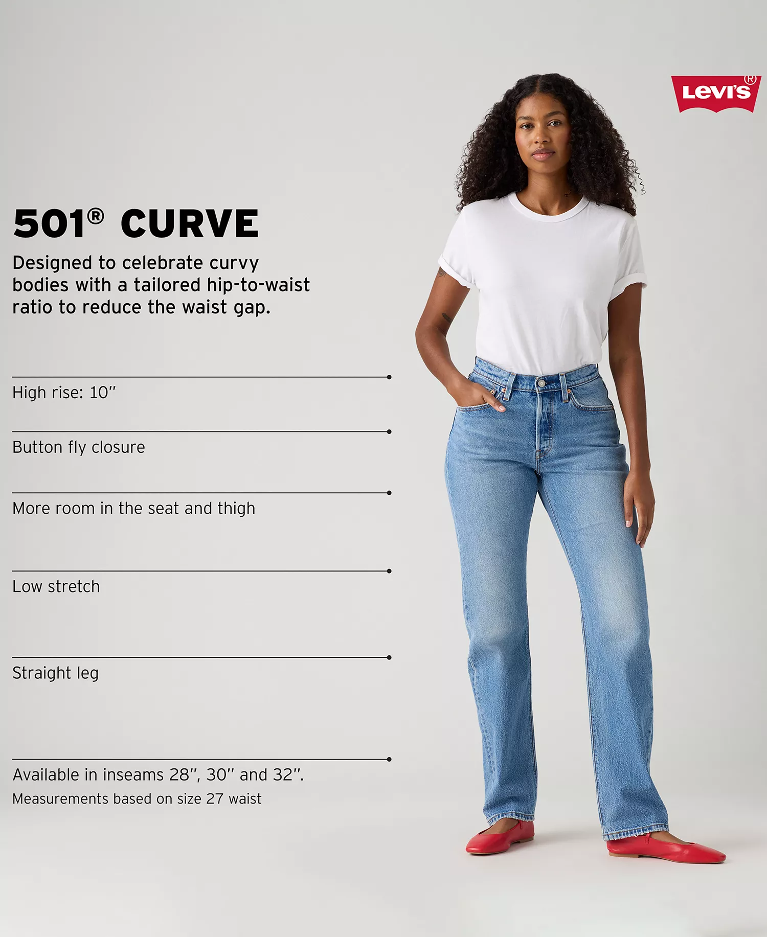 Women's 501 Curve High-Rise Straight-Leg Jeans - Heart Music No Dx - 24