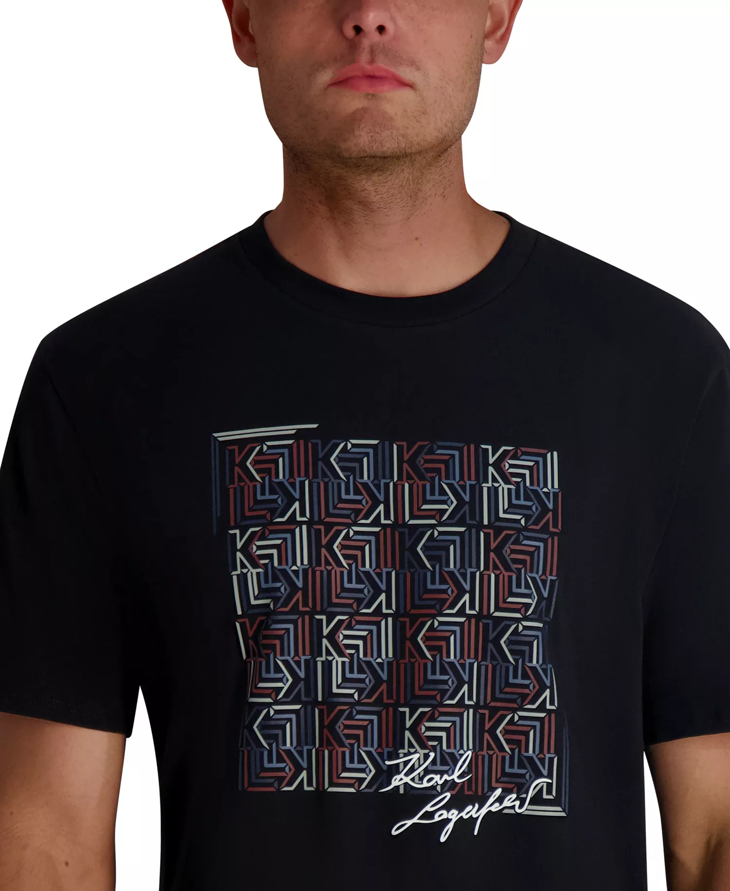 Men's Squared Print T-Shirt - Black - 2XL