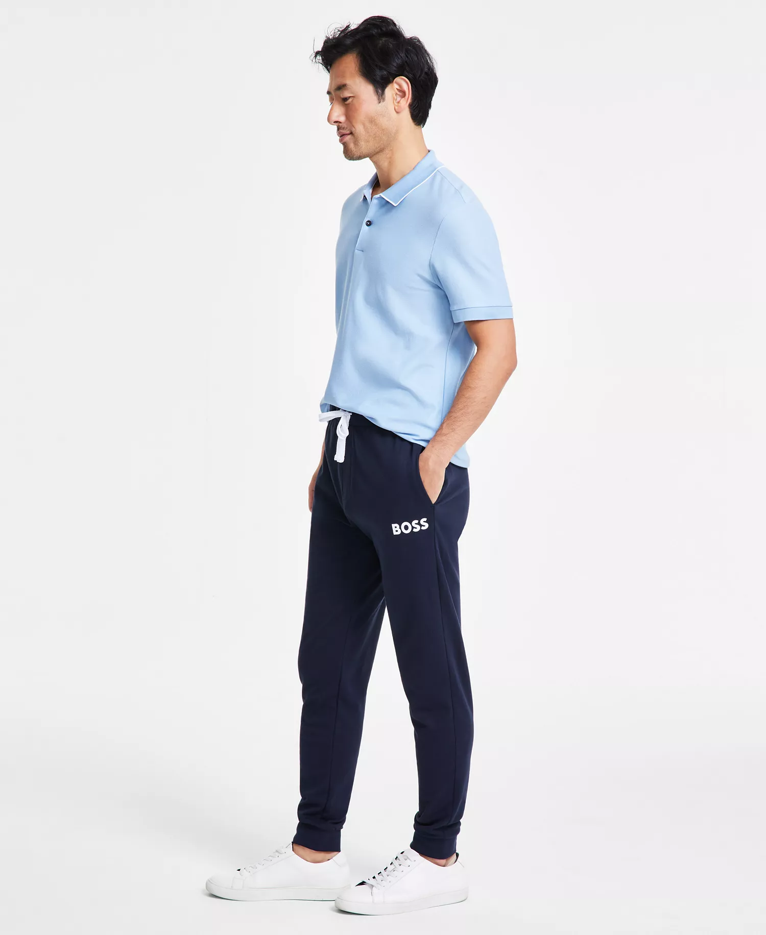 HUGO Men's Ease Drawstring French Terry Lounge Pants - Dark Blue - L