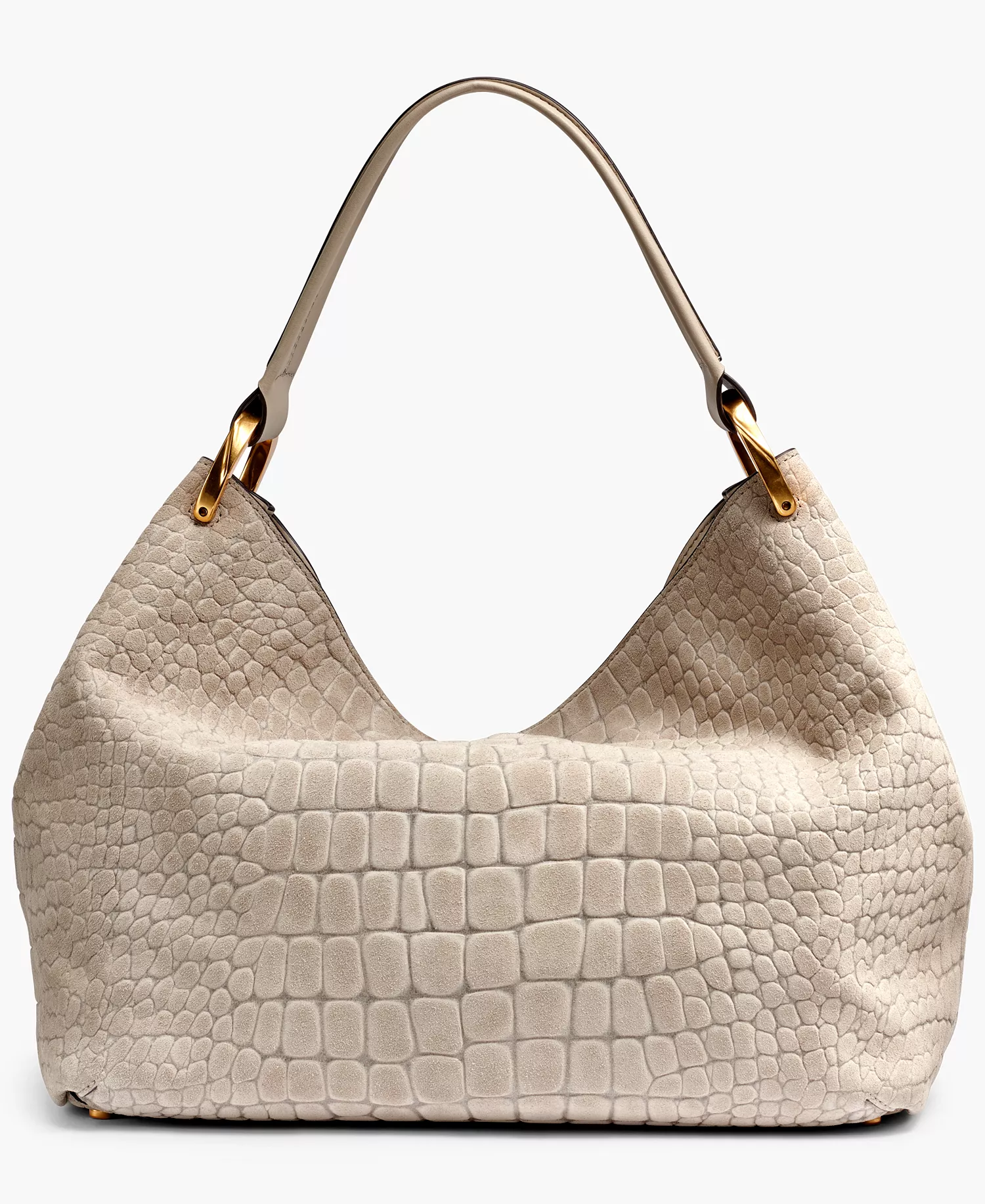 Glenwood Croco Suede Extra Large Shoulder Bag - Moth - ONE SIZE