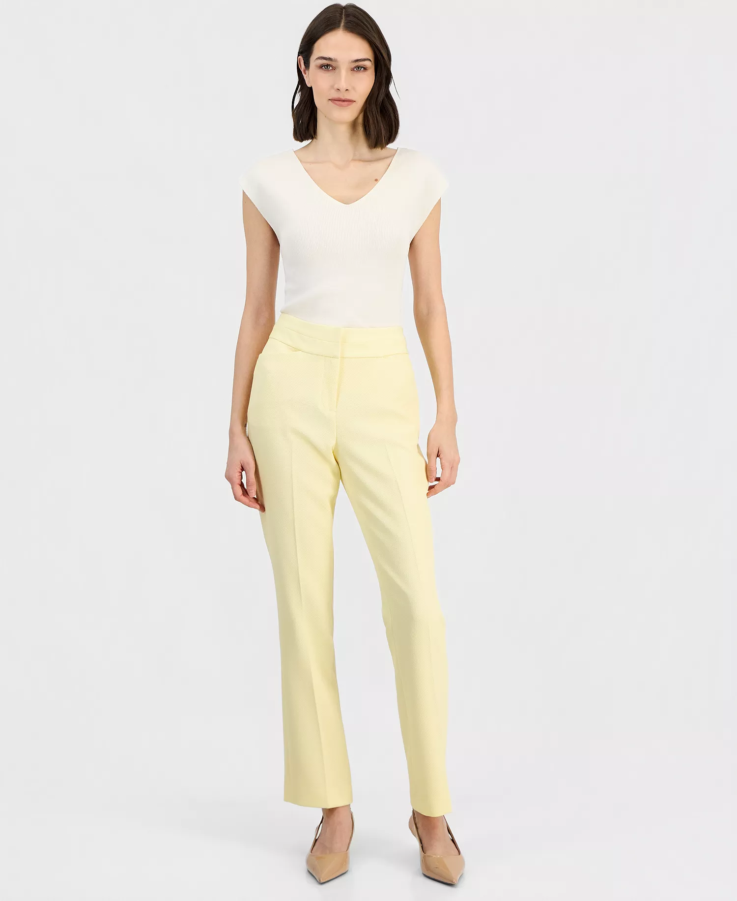 Petite Mid-Rise Bell Bottom Pants - Buttercup - 10P