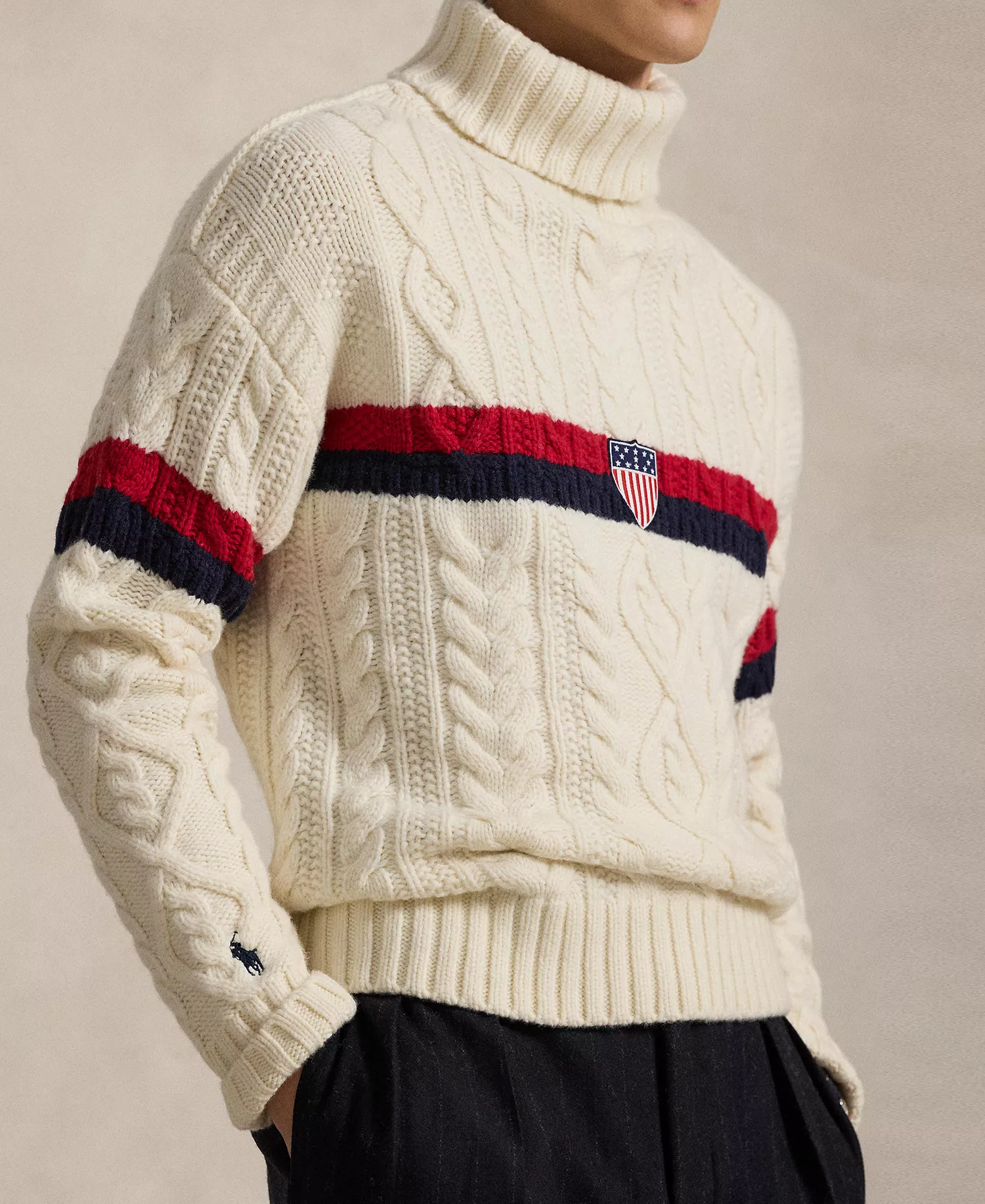 Team USA Wool Turtleneck Sweater - Cream Combo - XL