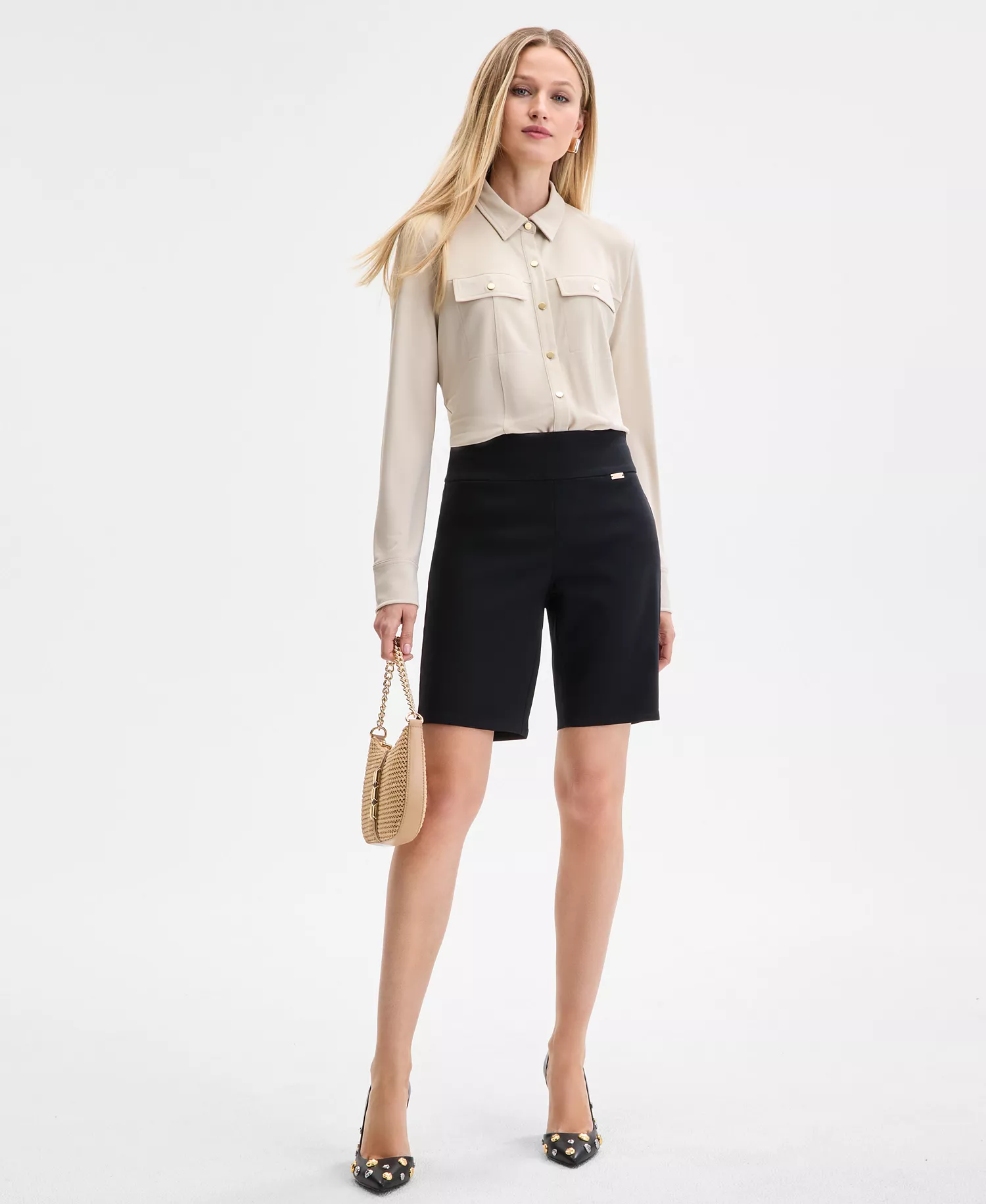 Women's Pull-On Bermuda Shorts, Exclusively at Macy's - Deep Black - 10
