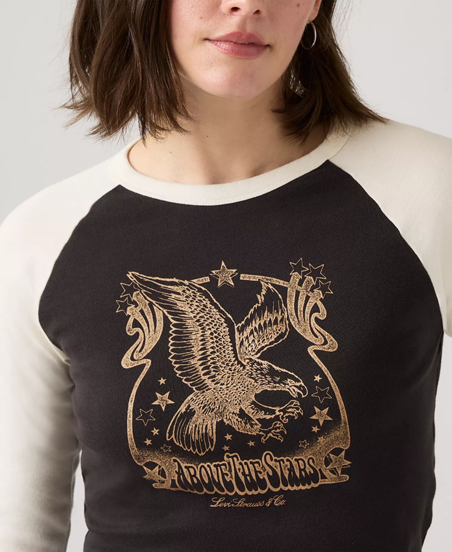 Women's Graphic Essential Raglan Long Sleeve Top - Above The Stars Eagle - M