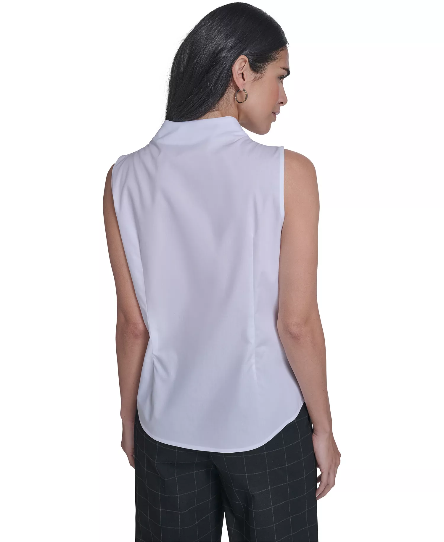 Women's Sleeveless Button-Down Top - White - L