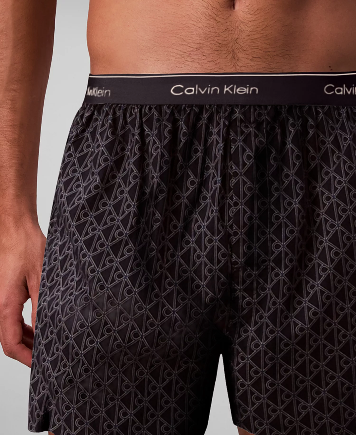 Men's Striped Boxer - Bijou Modern Emblem Outline, Sky Captain - L