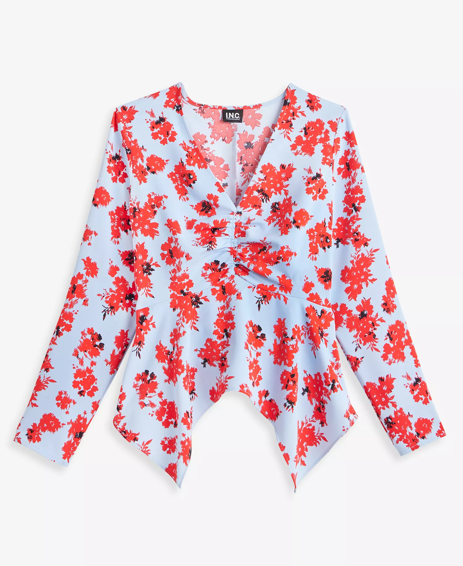 Women's Long-Sleeve Asymmetrical-Hem Top, Macy's Exclusive - Abia Bouquet - L