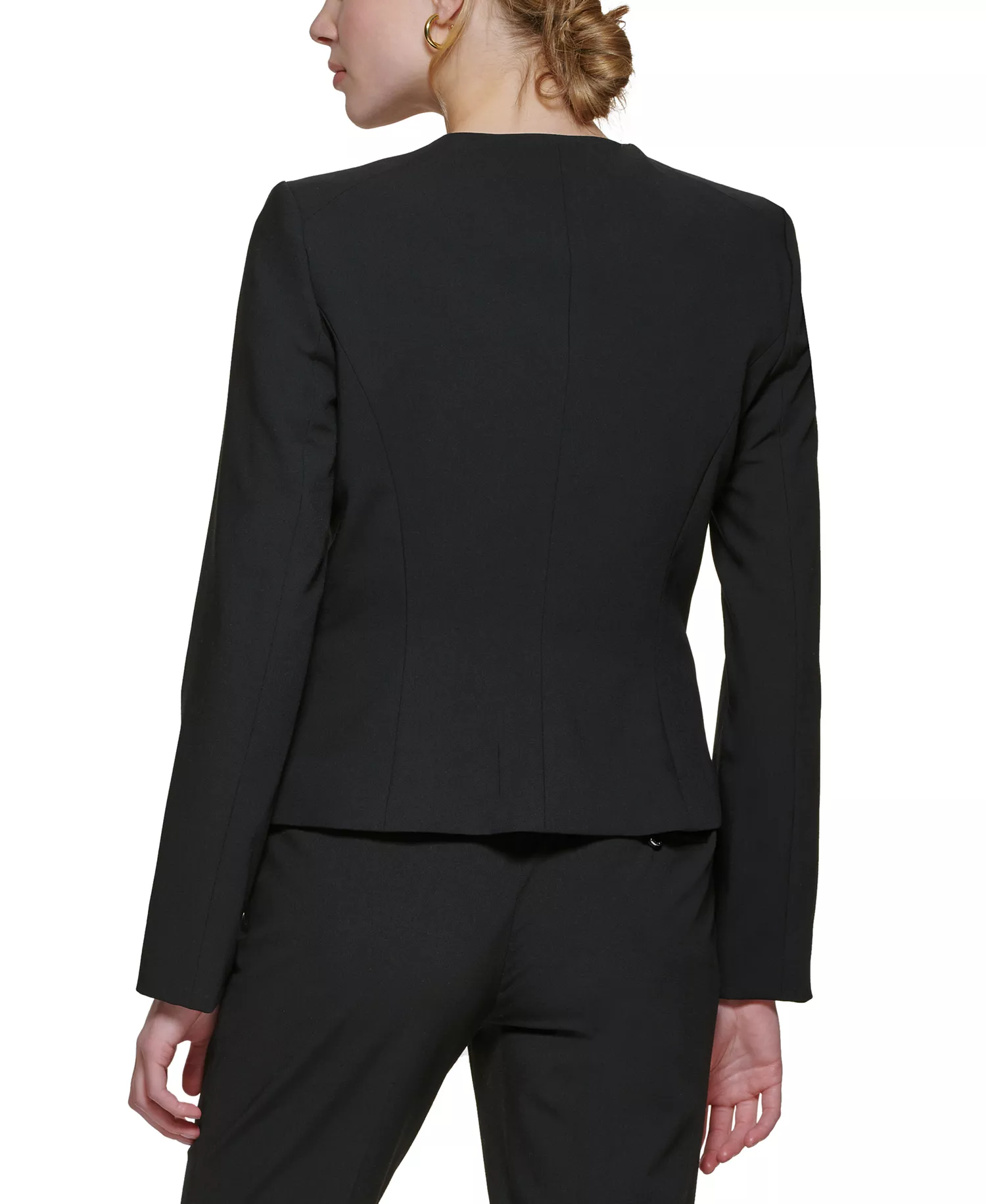Collarless Blazer - Black - 0