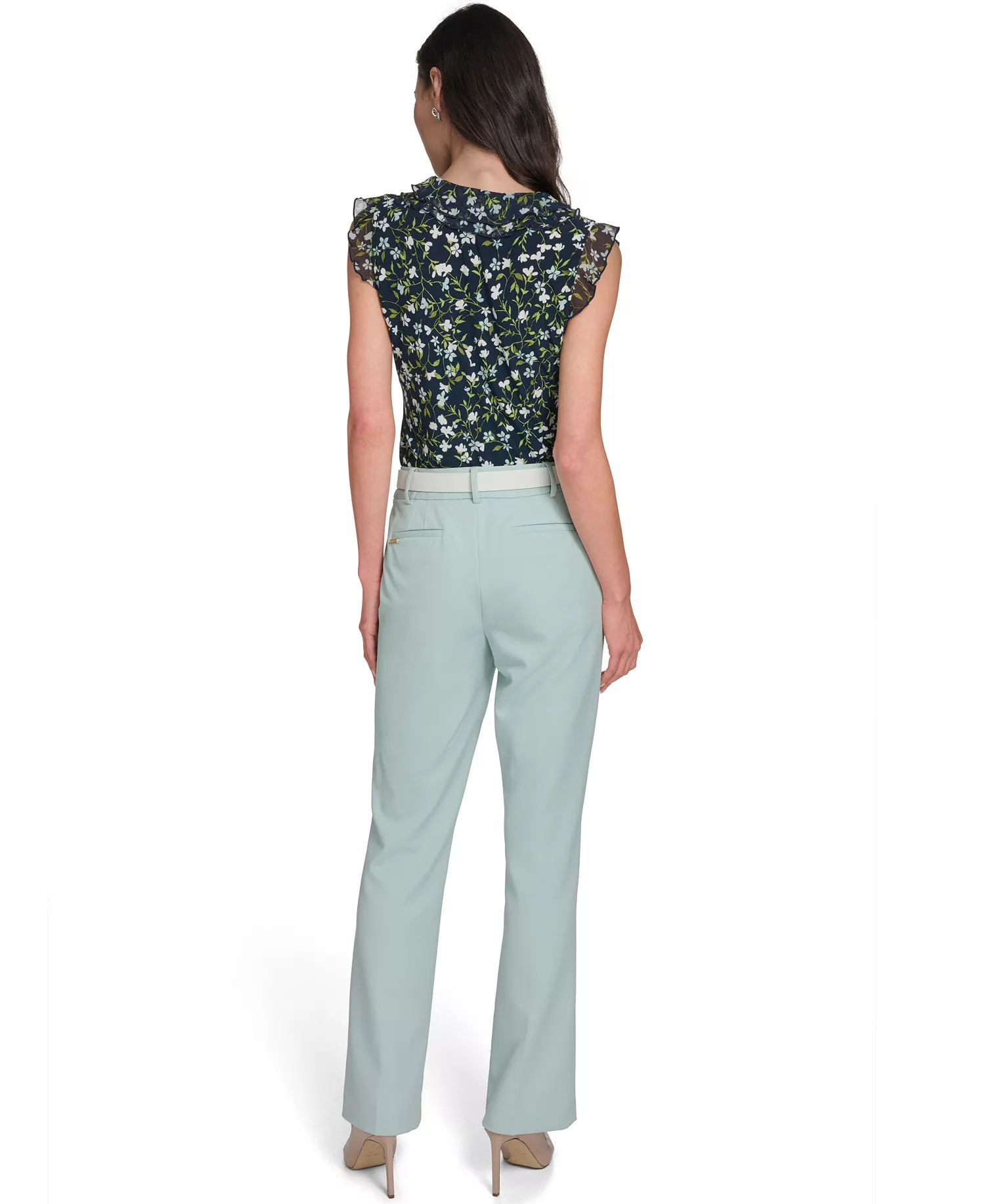 Women's Solid Belted Bootcut Trousers - Harbor Gray - 0