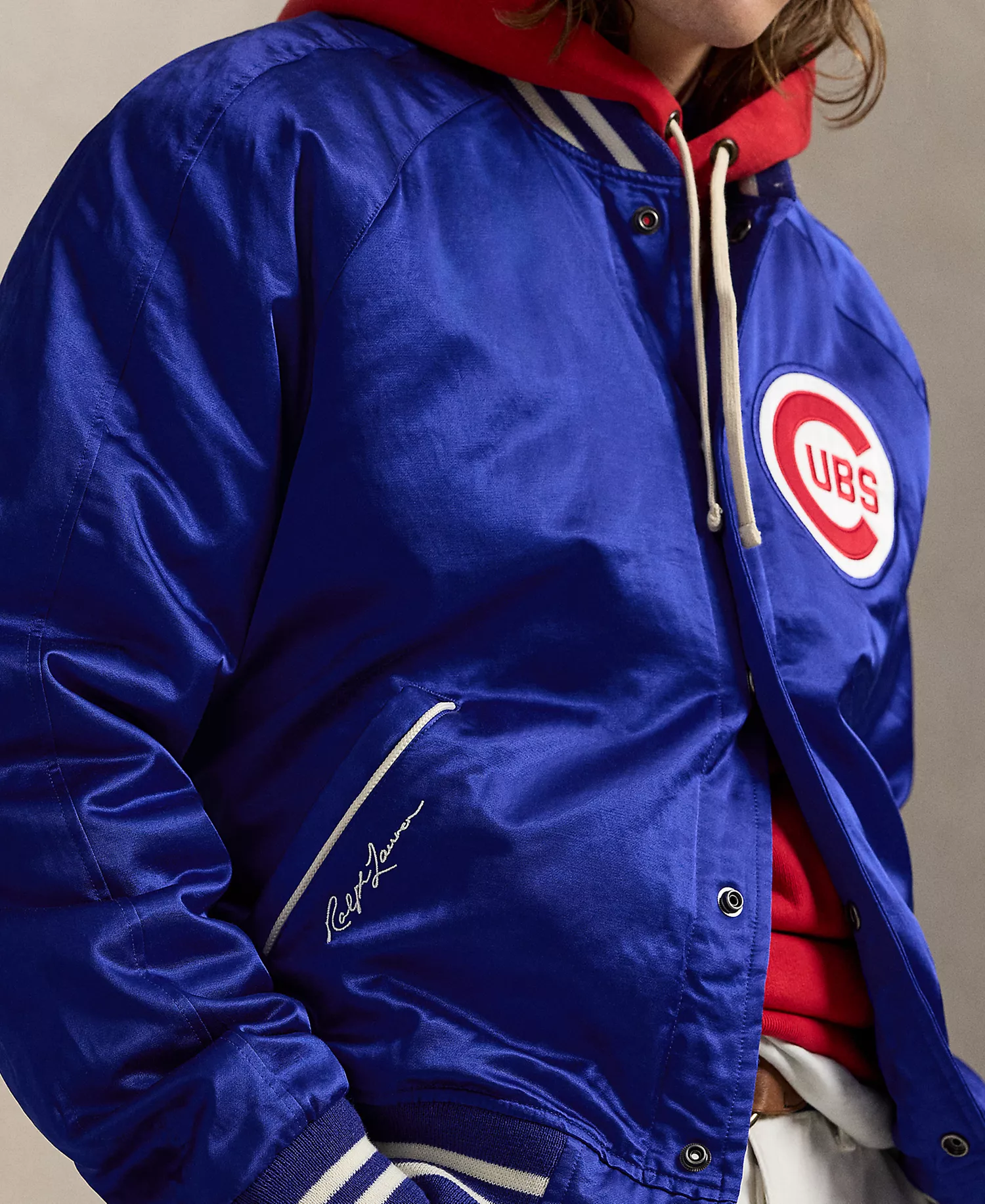 Unisex Cubs Satin Jacket - Blue - 2XL