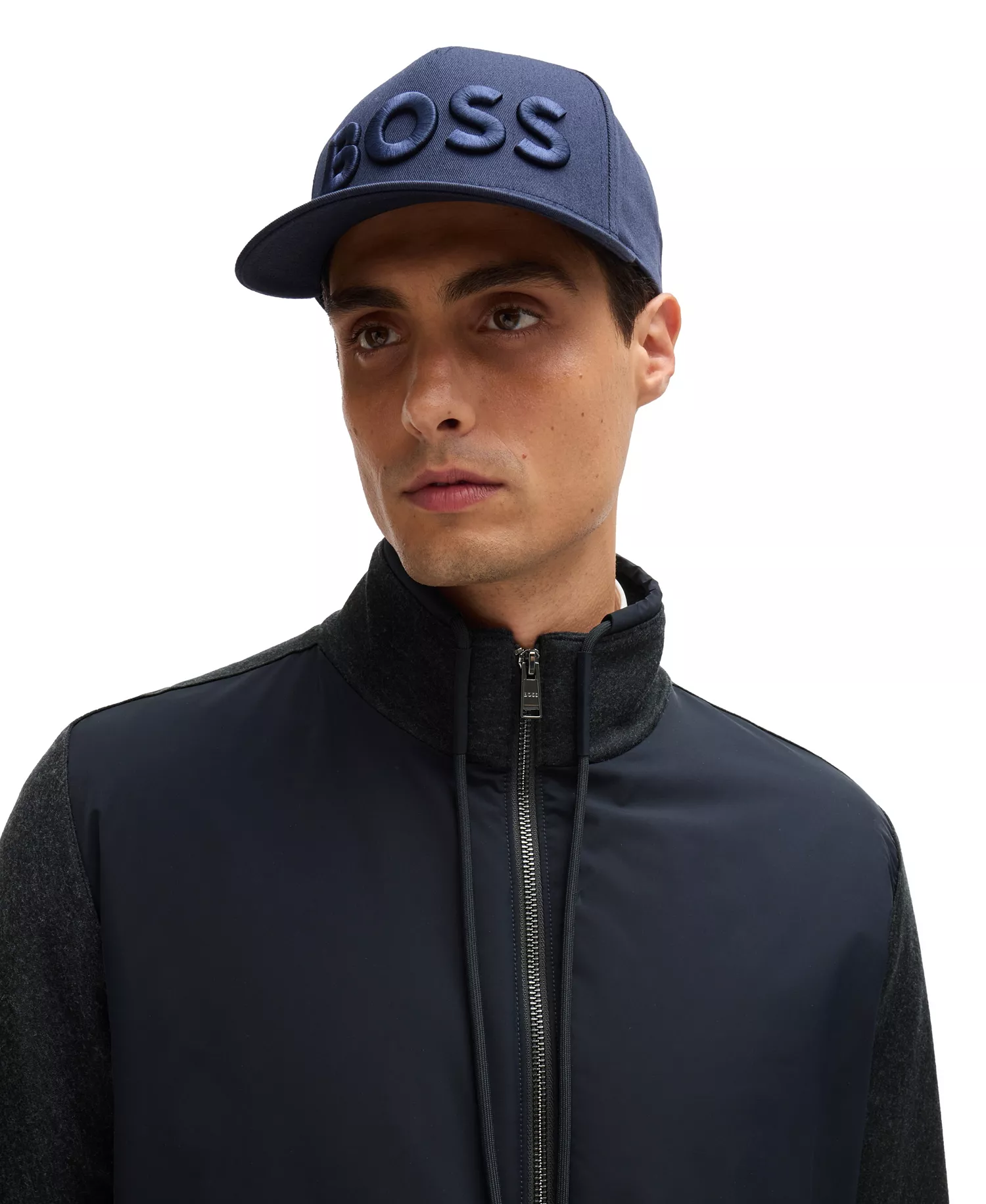 Men's Regular-Fit Zipped Jacket - Dark Blue - L
