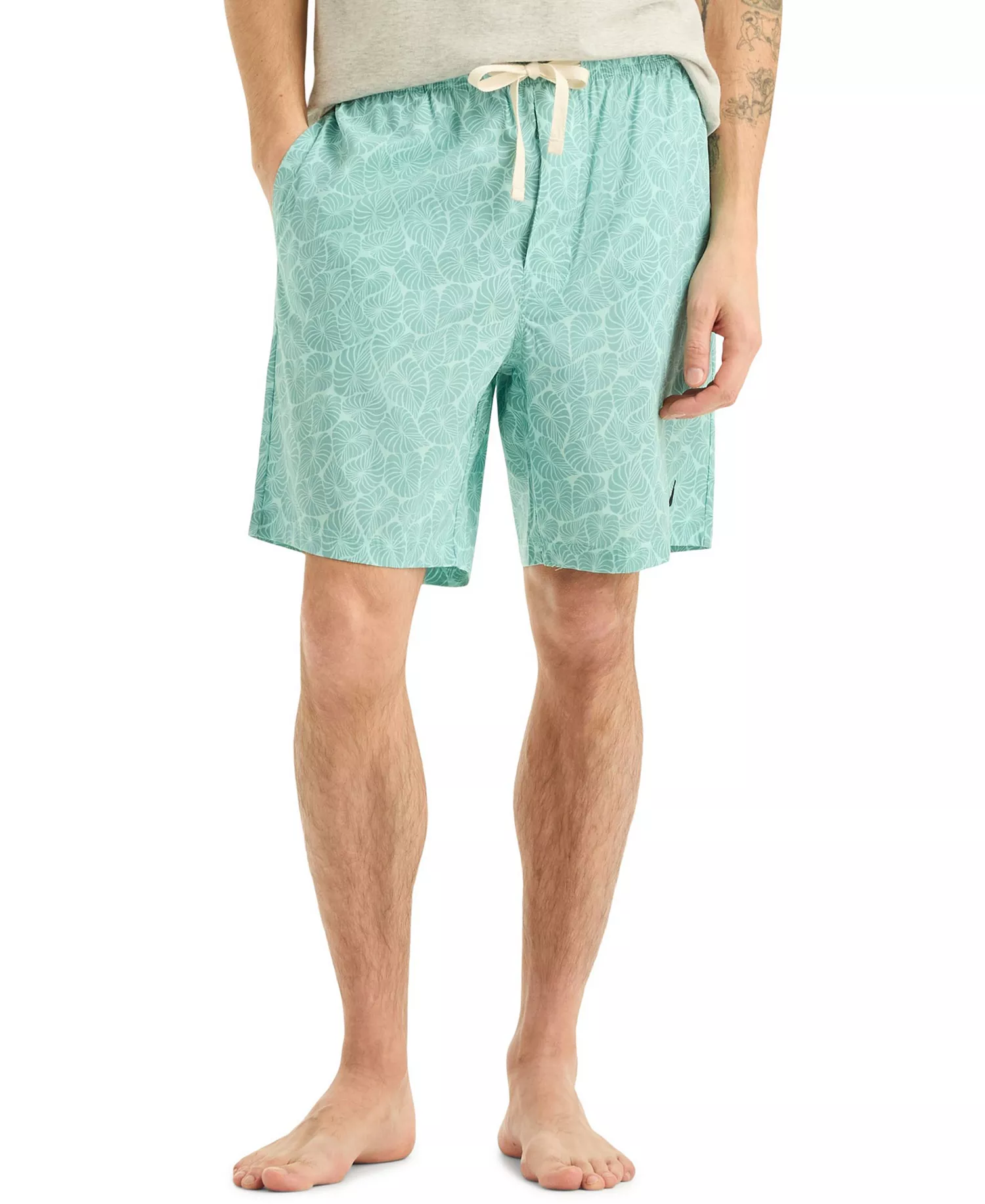 Men's Palm Leaf Print Shorts - Aqva Wave - L