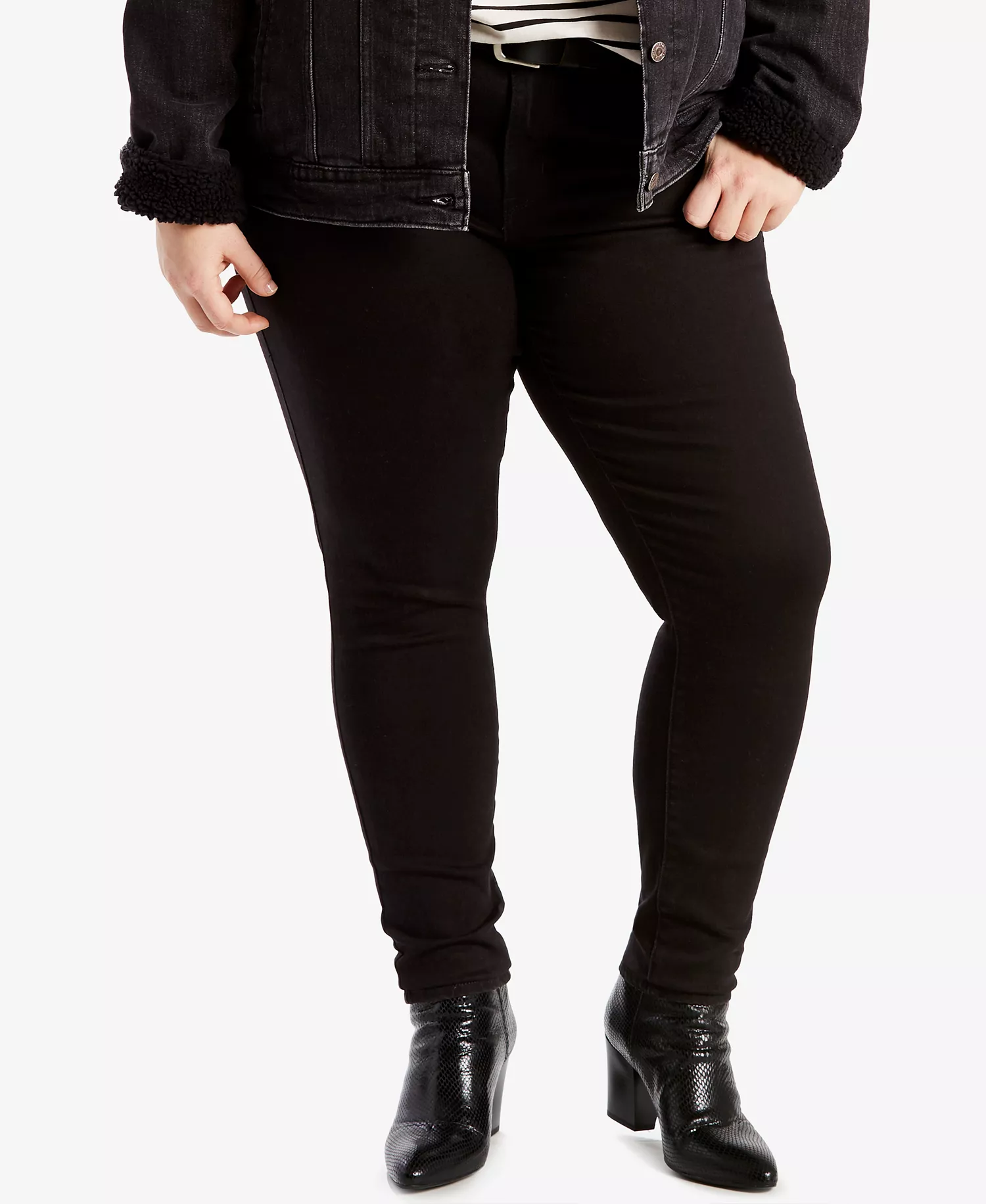 Trendy Plus Size 711 Skinny Jeans - Black Peony - 24W