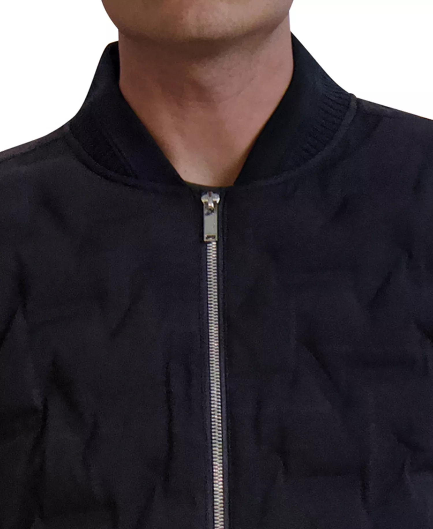 Men's Heat-Sealed Quilted Bomber Jacket - Black - 2XL