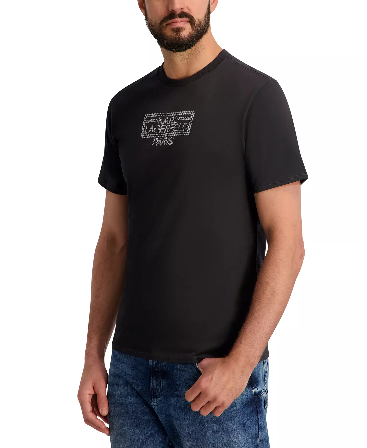 Men's Metallic Finish Logo Regular-Fit T-Shirt - Black - 2XL