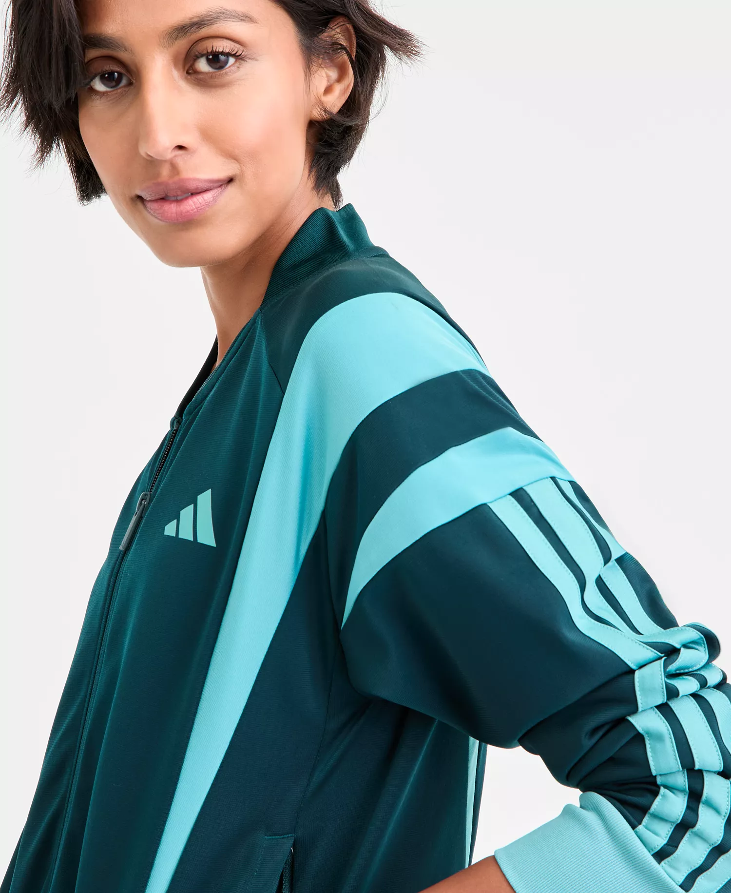 Women's Full-Zip 3S Fashion Track Jacket - Aurora Ivy/powder Teal - 2XL