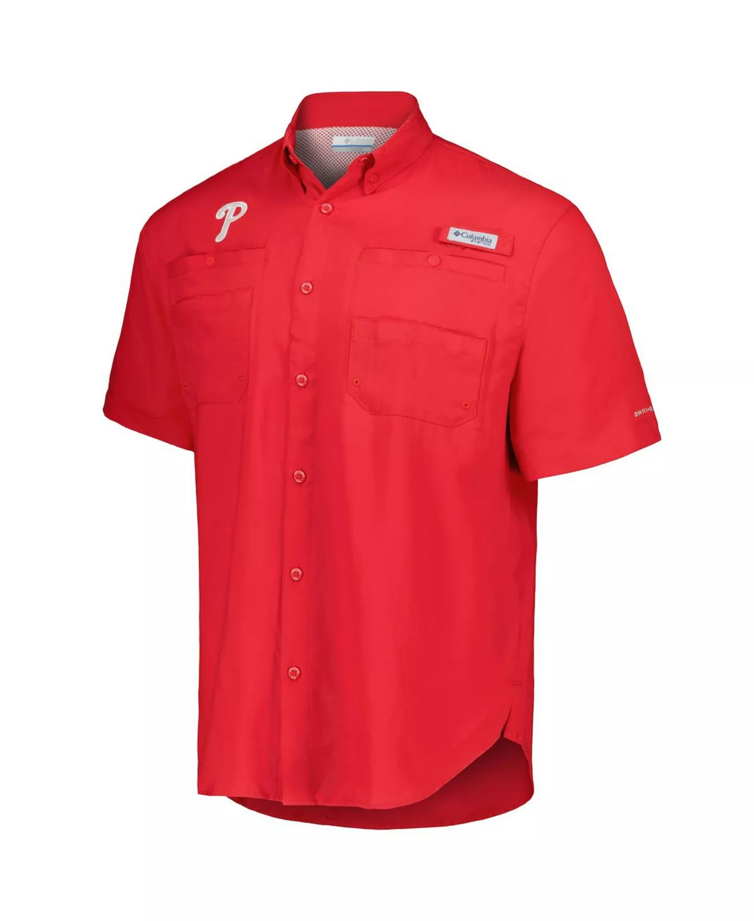 Men's Red Philadelphia Phillies Tamiami Omni-Shade Button-Down Shirt - Red - L