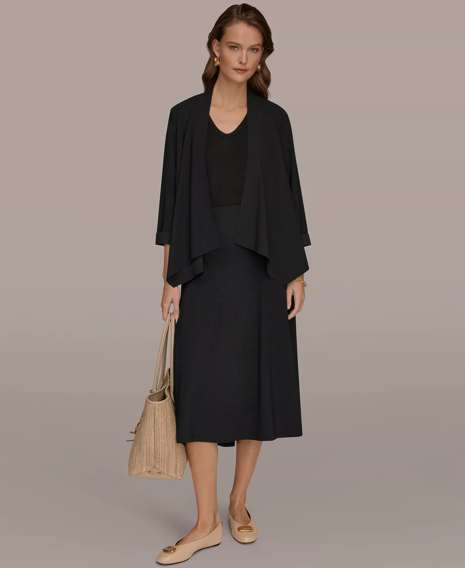 Women's Open-Front Cardigan - Black - L