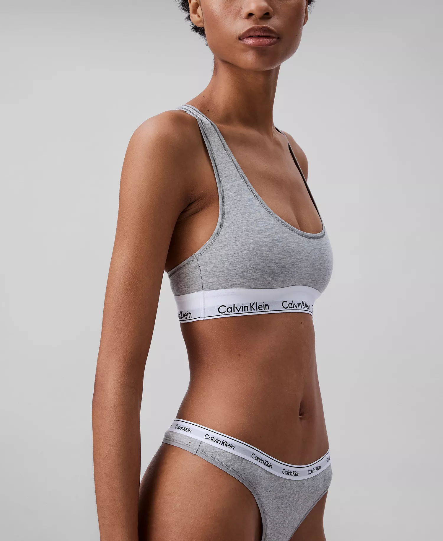 Women's Modern Logo 3-Pack Thong Underwear QD5209 - Black/white/grey Heather - L