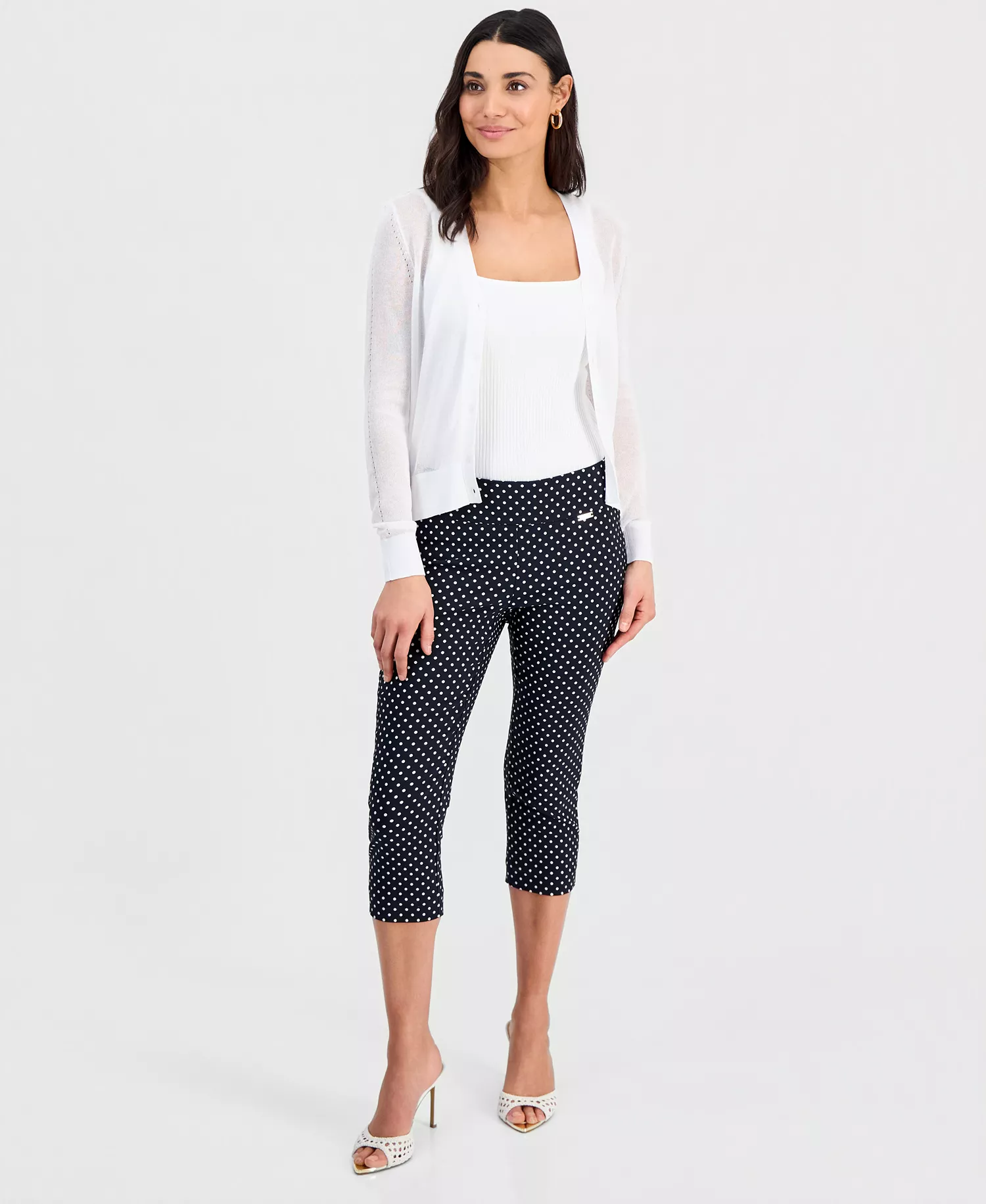 Petite Button-Front Cardigan, Exclusively at Macy's - Bright White - P/L