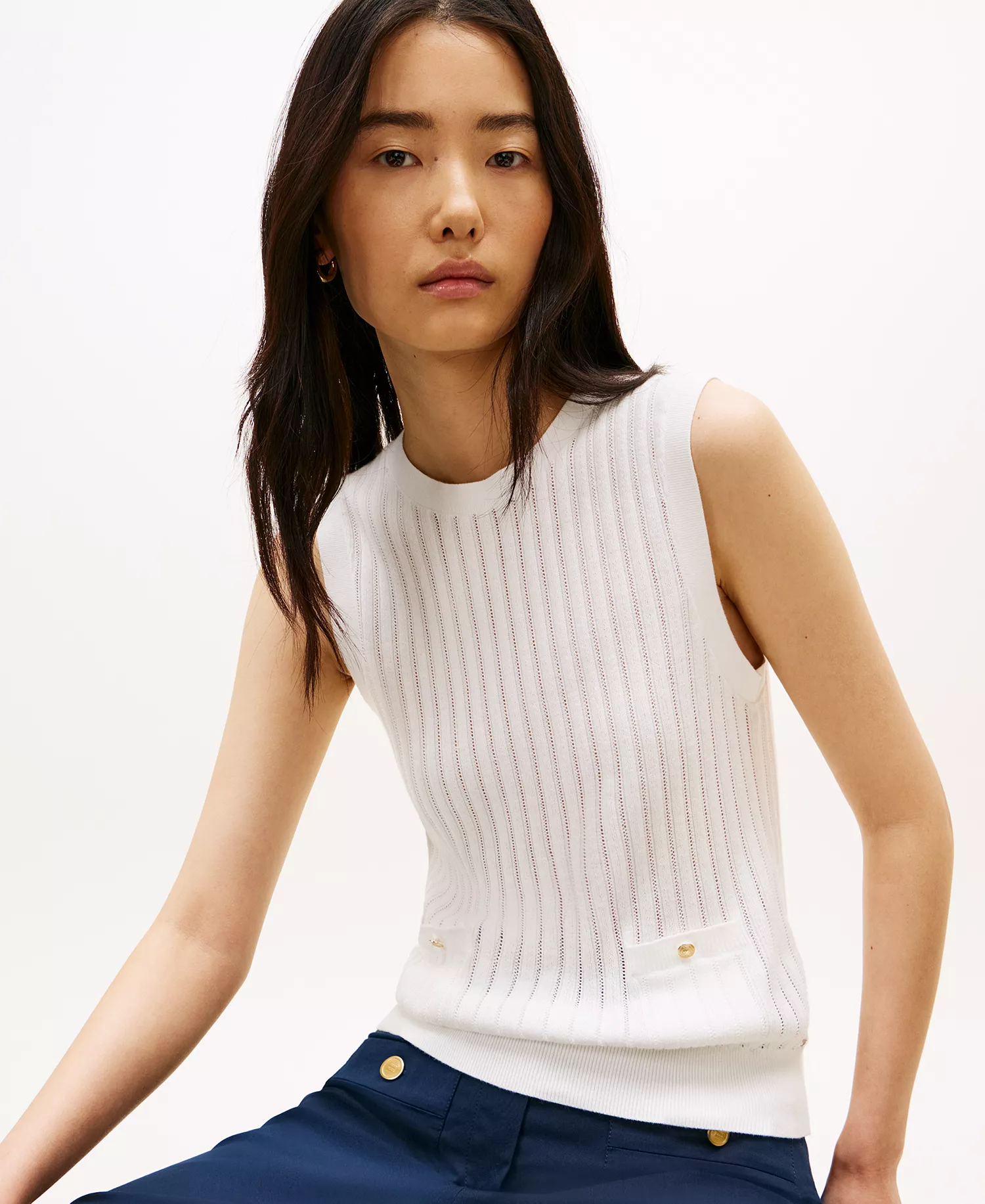 Women's Ribbed Tank Sweater - Ecru - L