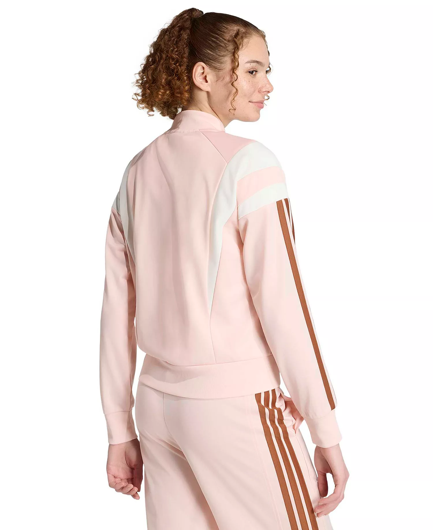 Women's Mock Neck Track Jacket - Blush Pink/dusky Bronze - 2XL