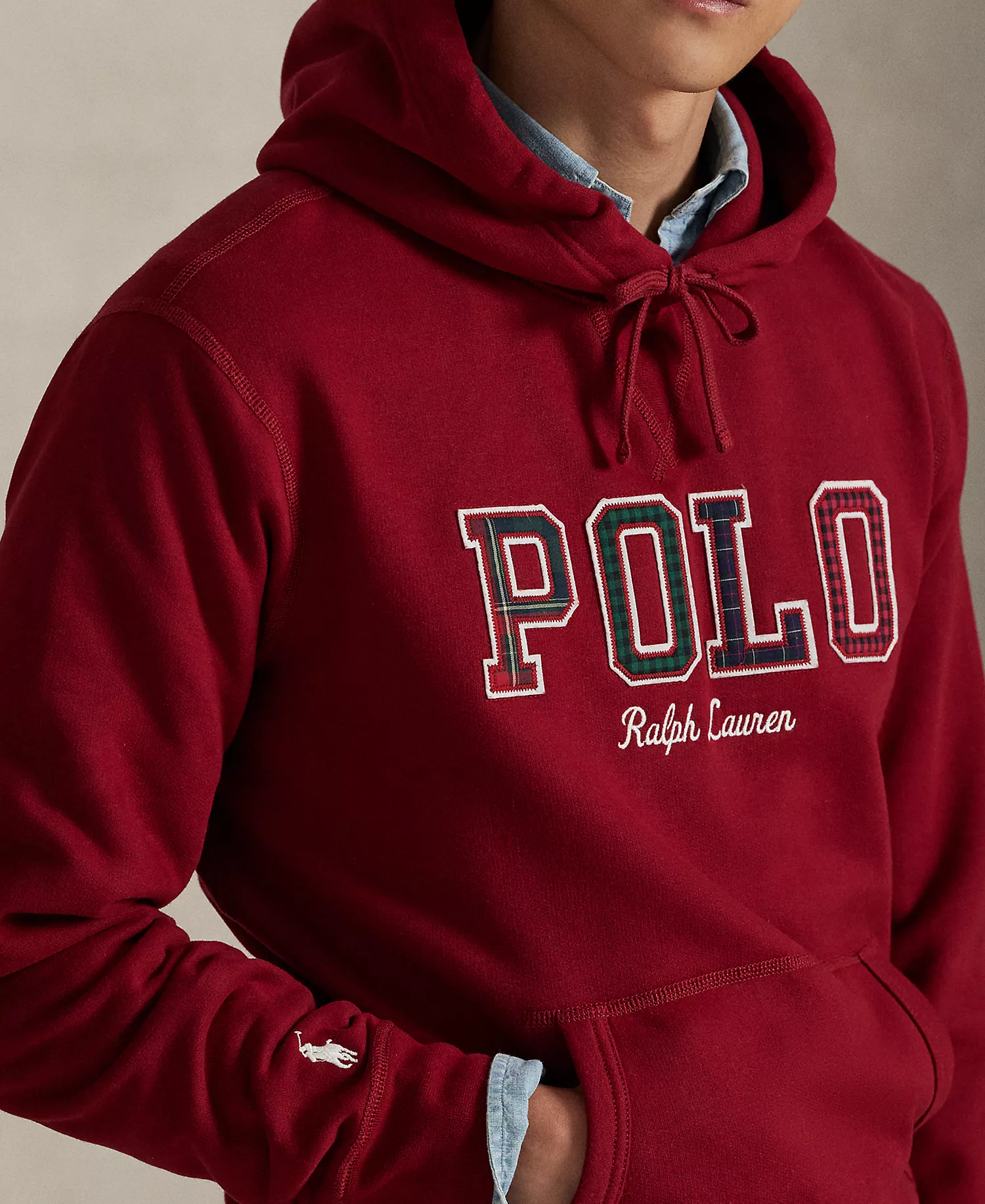 Men's Long Sleeve Hoodie - Holiday Red - S