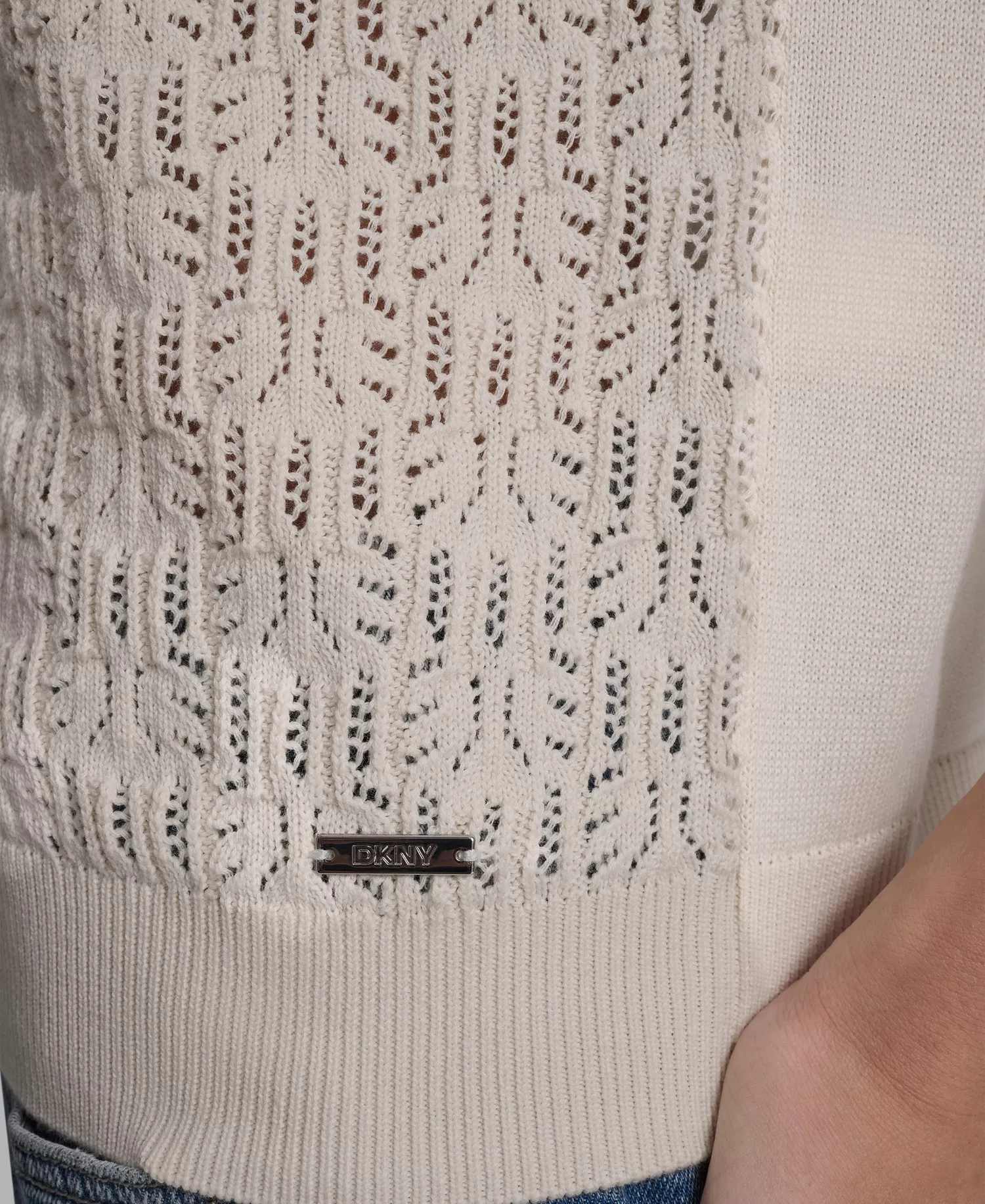 Women's Crew Neck Long-Sleeve Cardigan Sweater - Eggnog - L