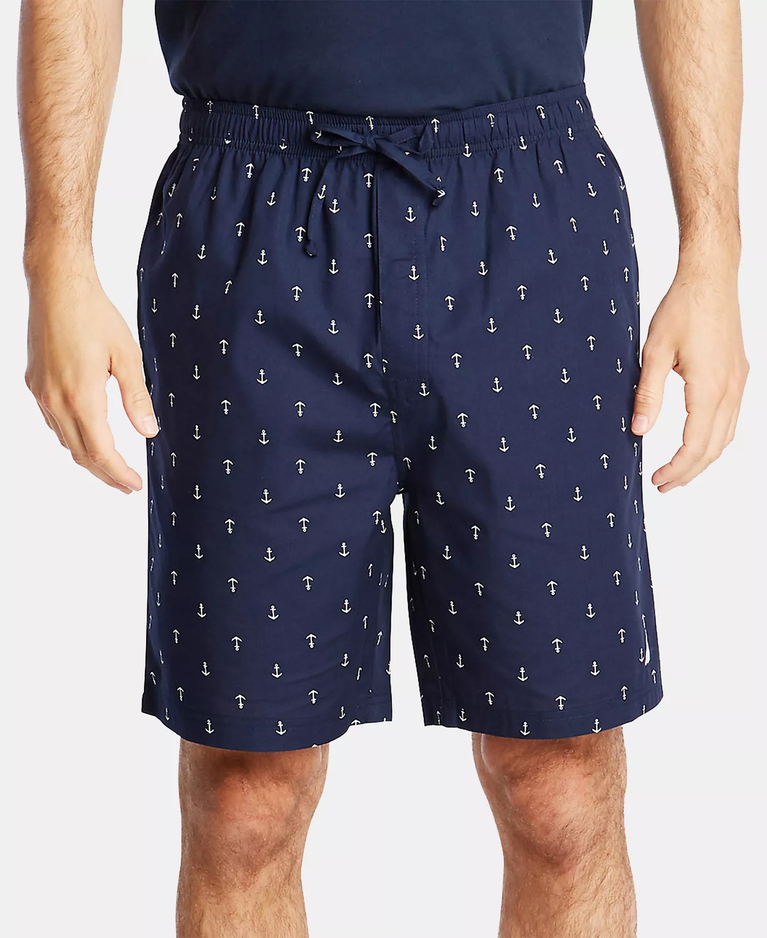 Men's Cotton Anchor-Print Pajama Shorts - Maritime Navy - M