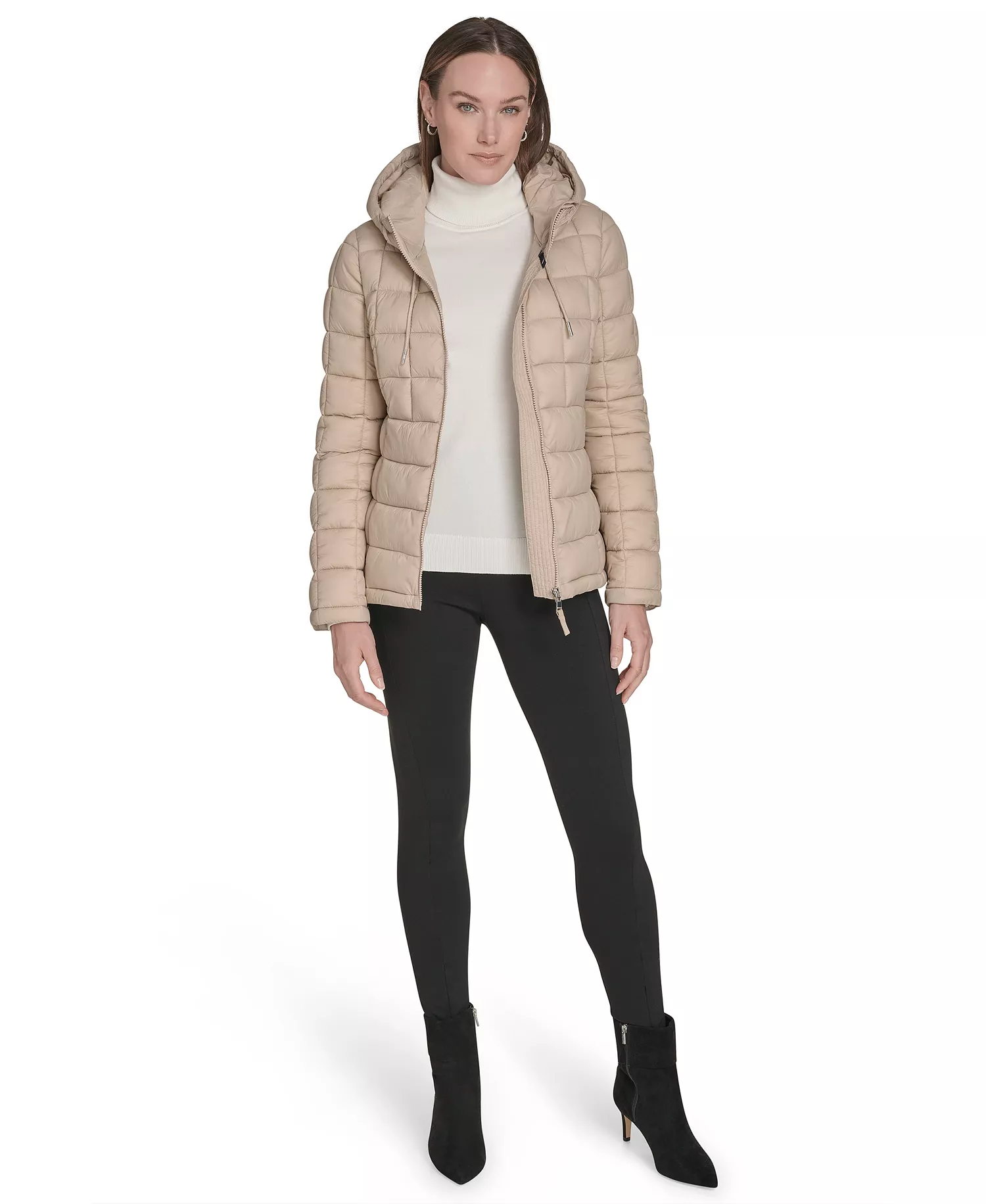 Women's Packable Hooded Puffer Jacket - Chino - L