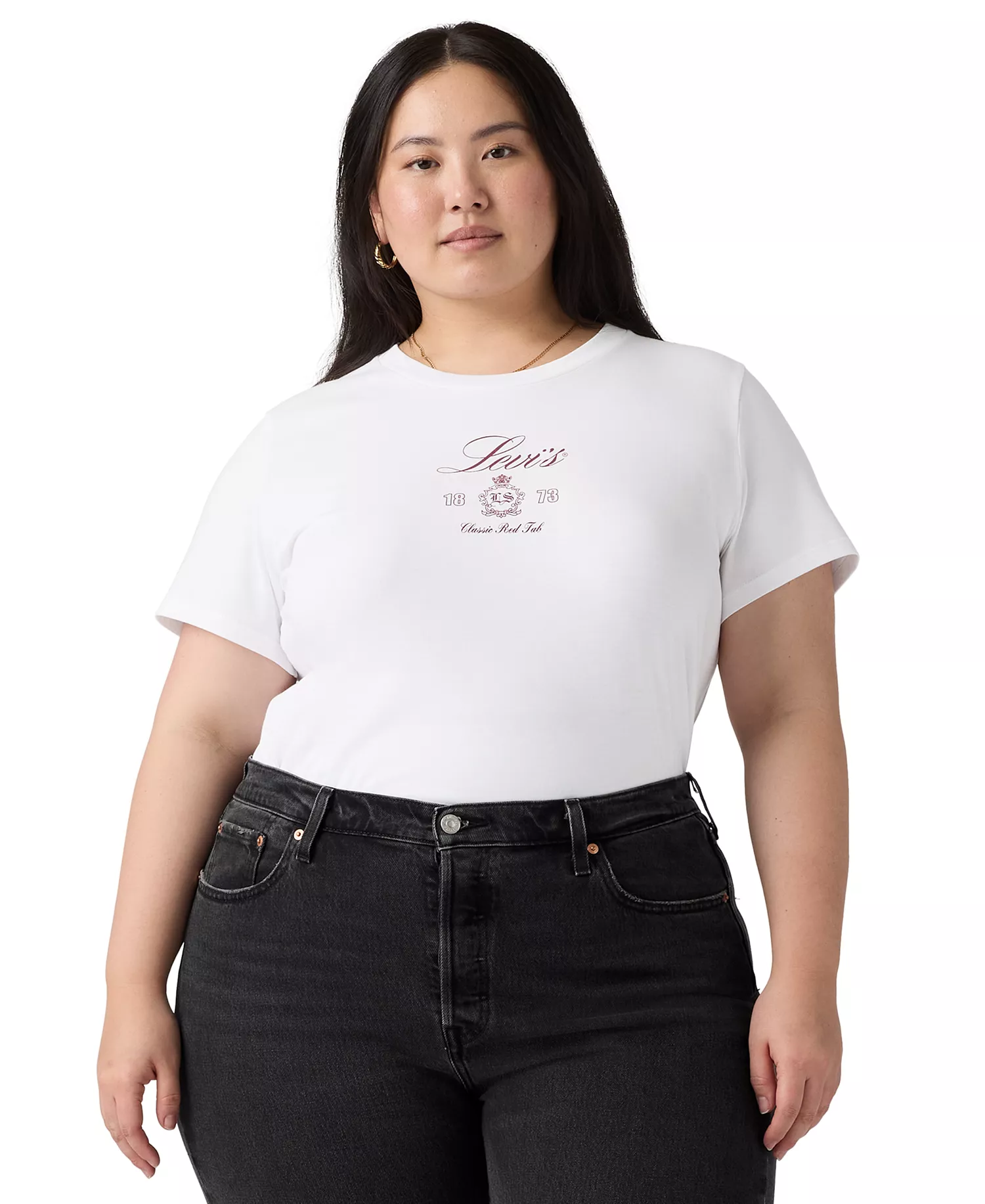 Plus Size Crewneck Graphic T-Shirt - Plus Two Horse Bright White - 1X