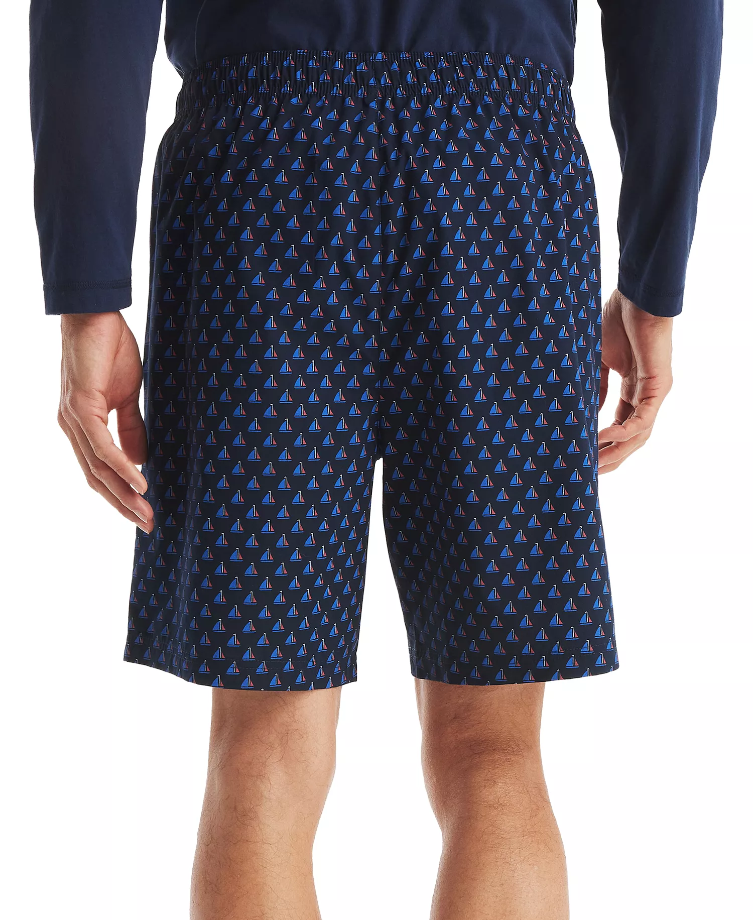 Men's Sailboat Print Poplin 8" Sleep Shorts - Maritime Navy - L
