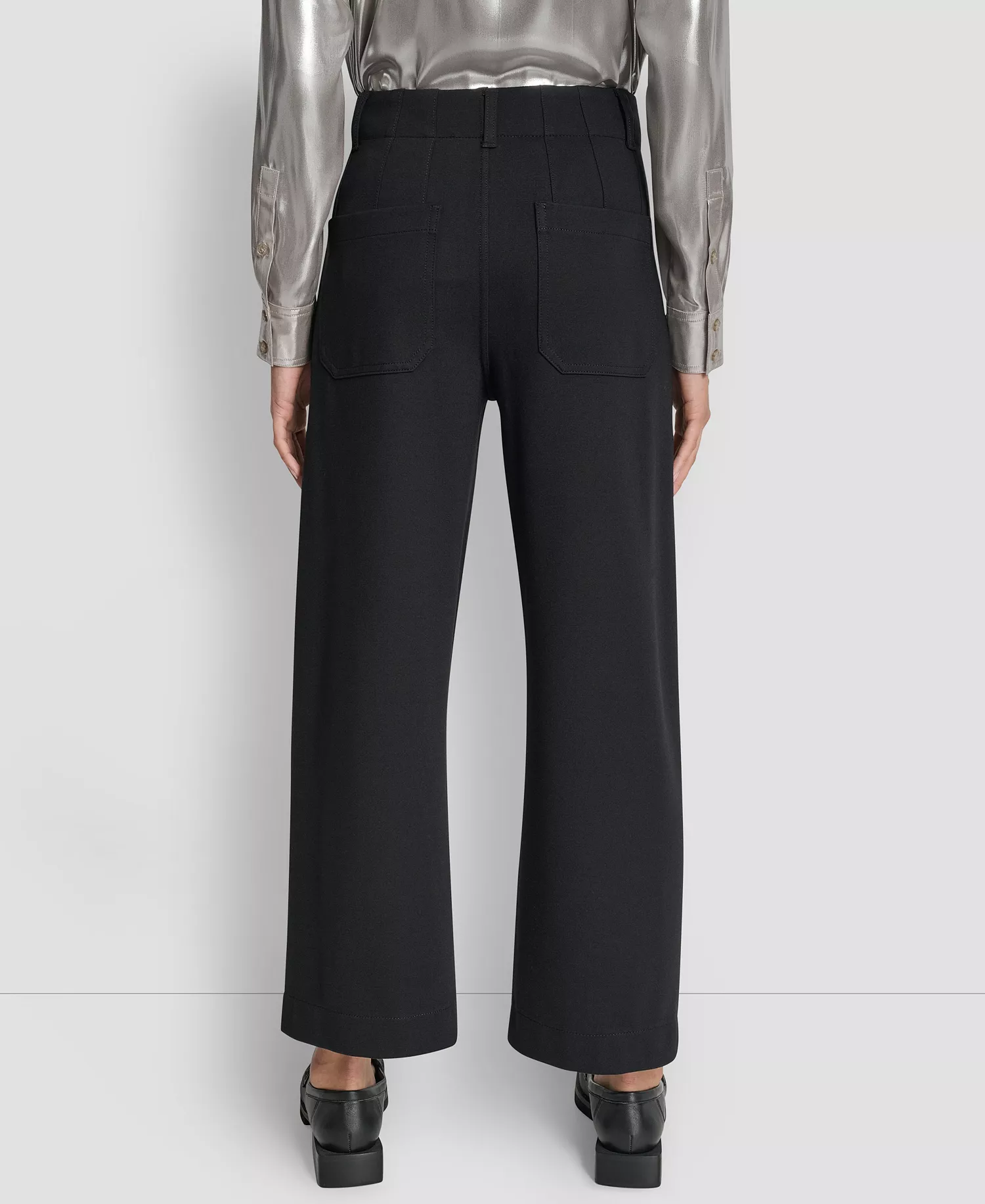 Women's High-Rise Cropped Wide Leg Pants - Black - PL