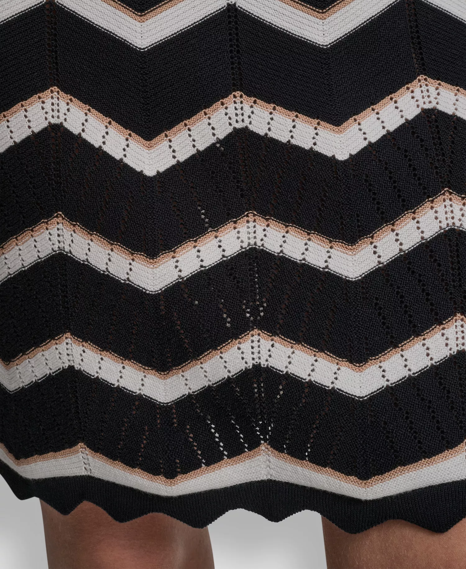 Women's Sleeveless Crew Neck Stripe Short Dress - Black/ivory/teak - L