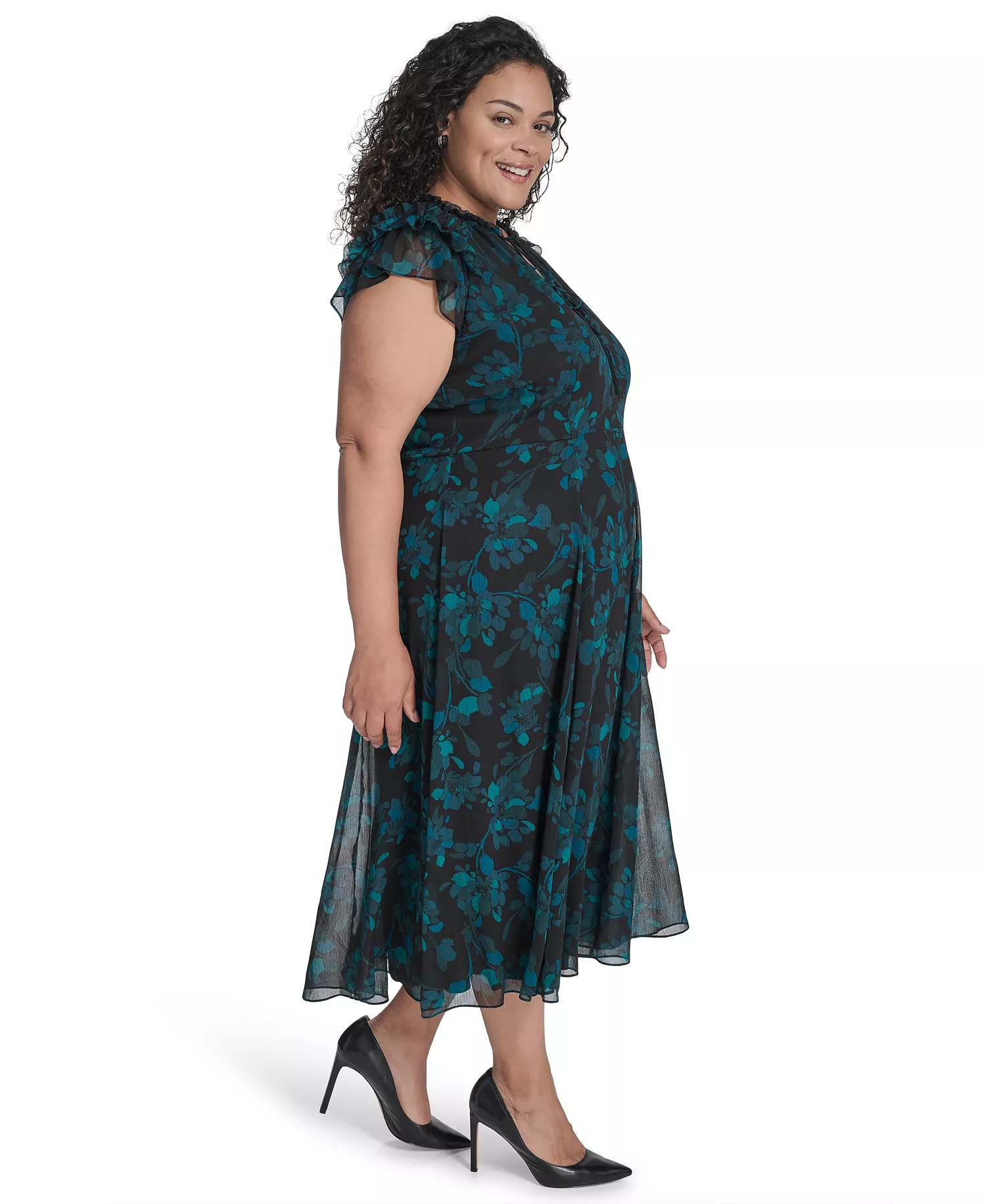 Plus Size Long Sleeve Midi Dress - Cypress Multi - 16W