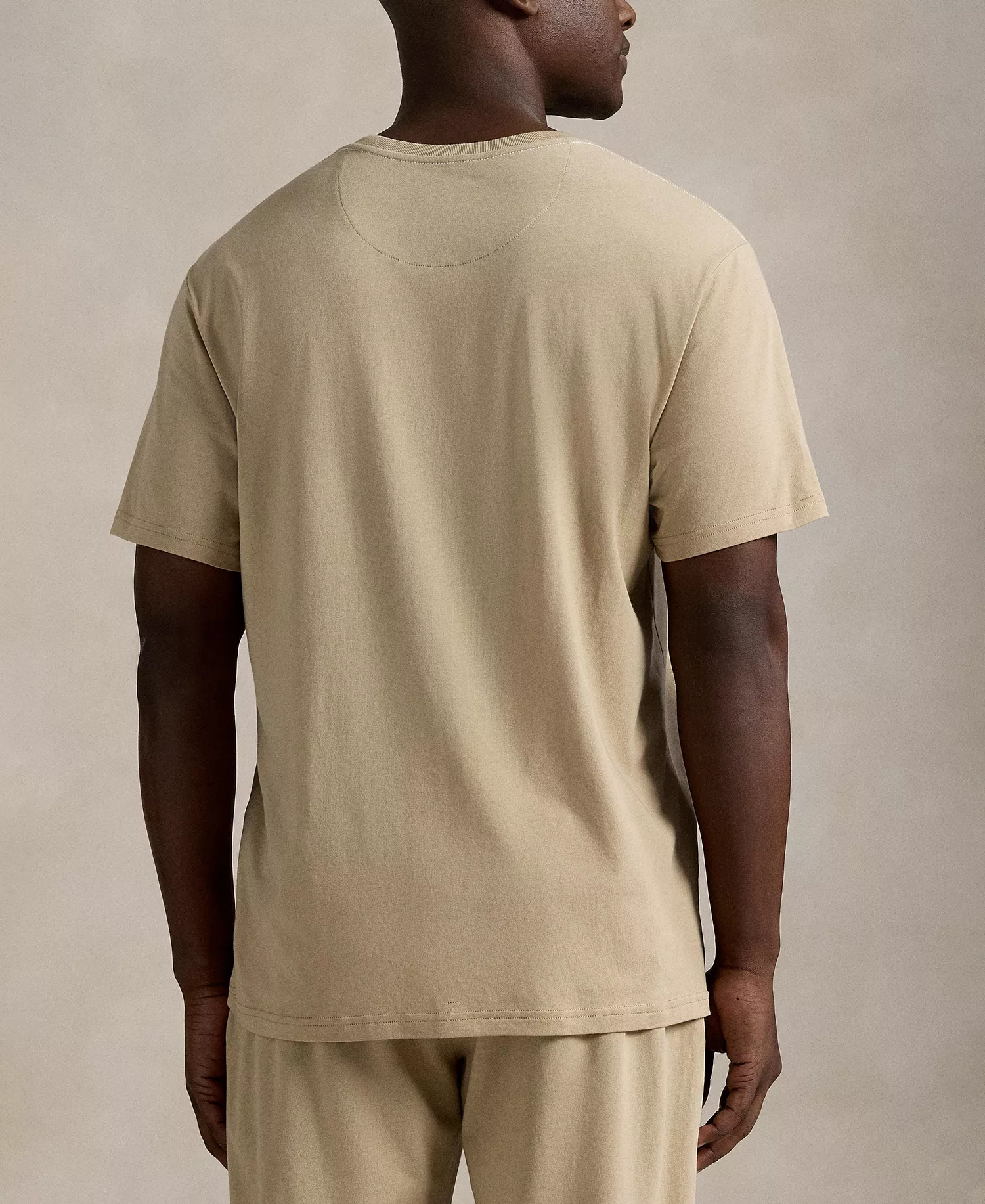 Men's Ribbed Crewneck Pajama T-Shirt - Classic Khaki/White Logo - L