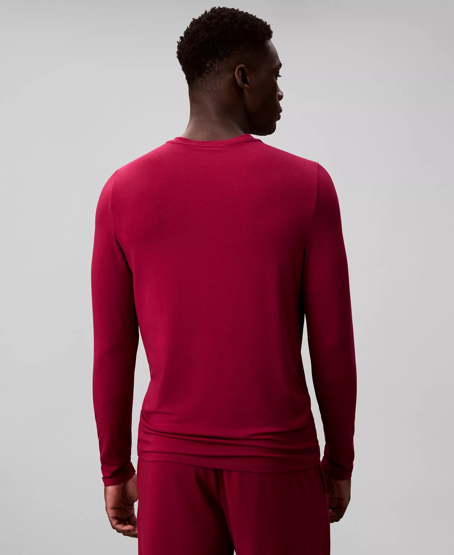 Men's Henley Neck Sleep Top - Beet Red - L