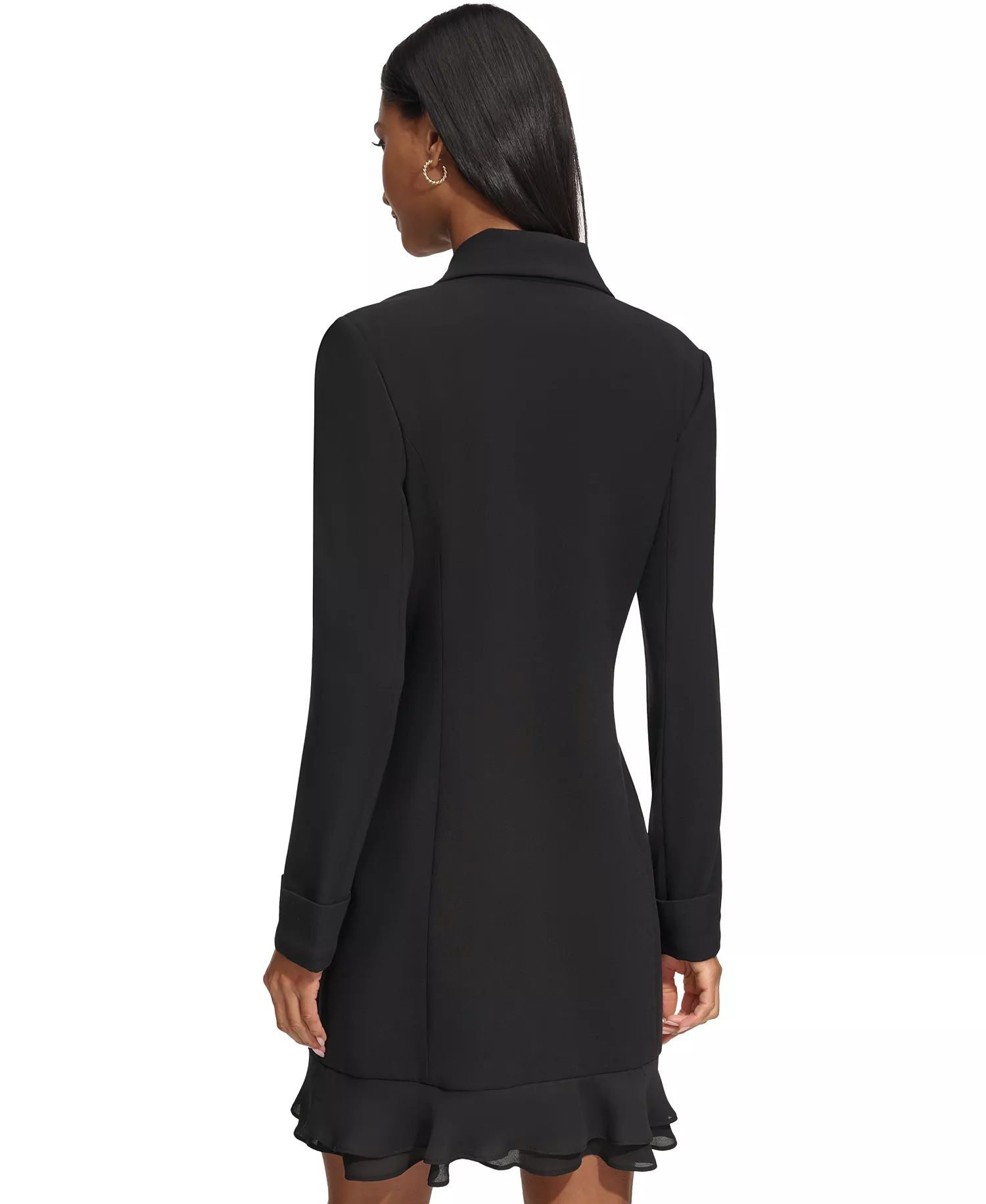 Women's Chiffon-Hem Blazer Dress - Black - 10