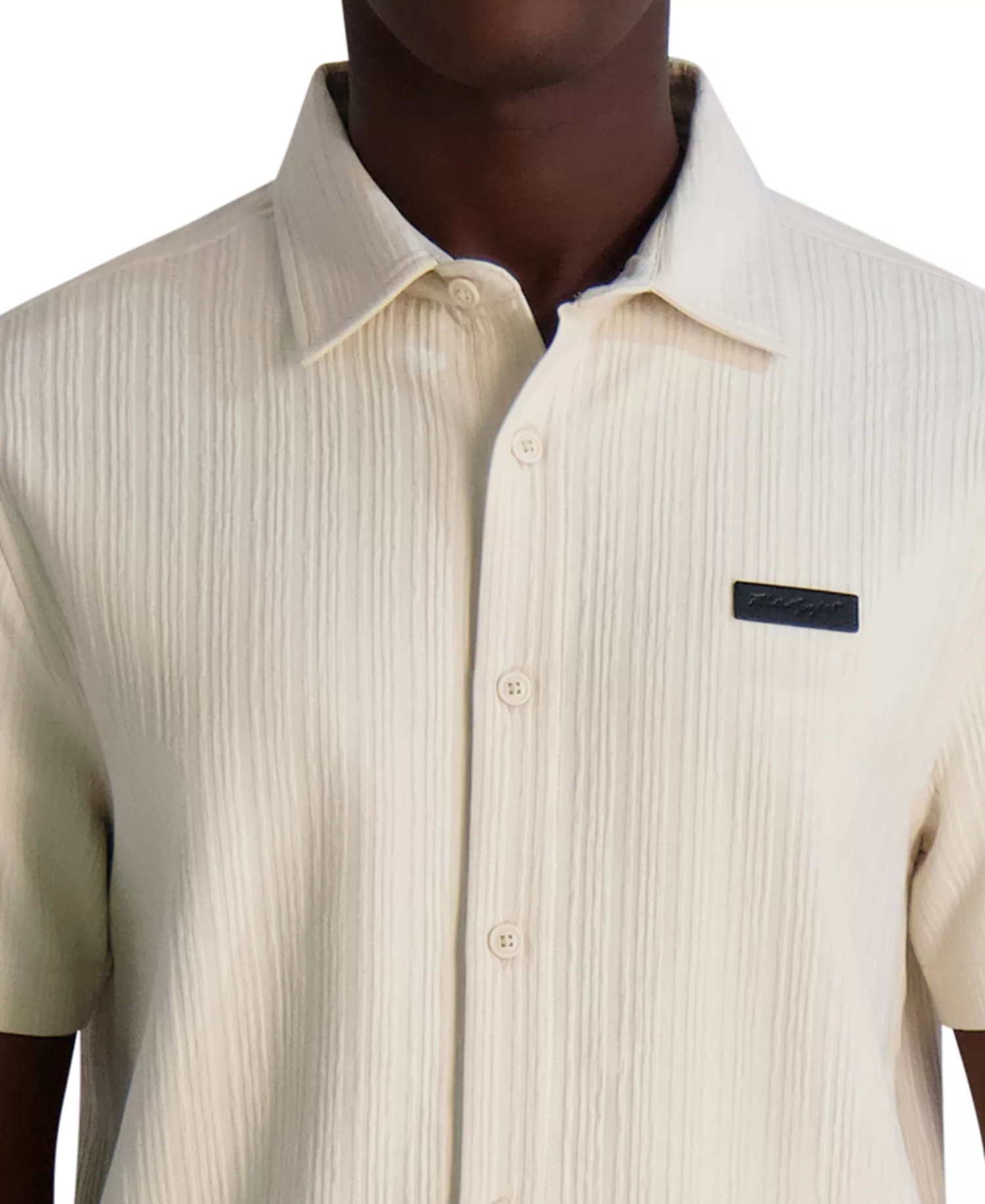 Men's Short Sleeve Button Front Shirt - Natural - S