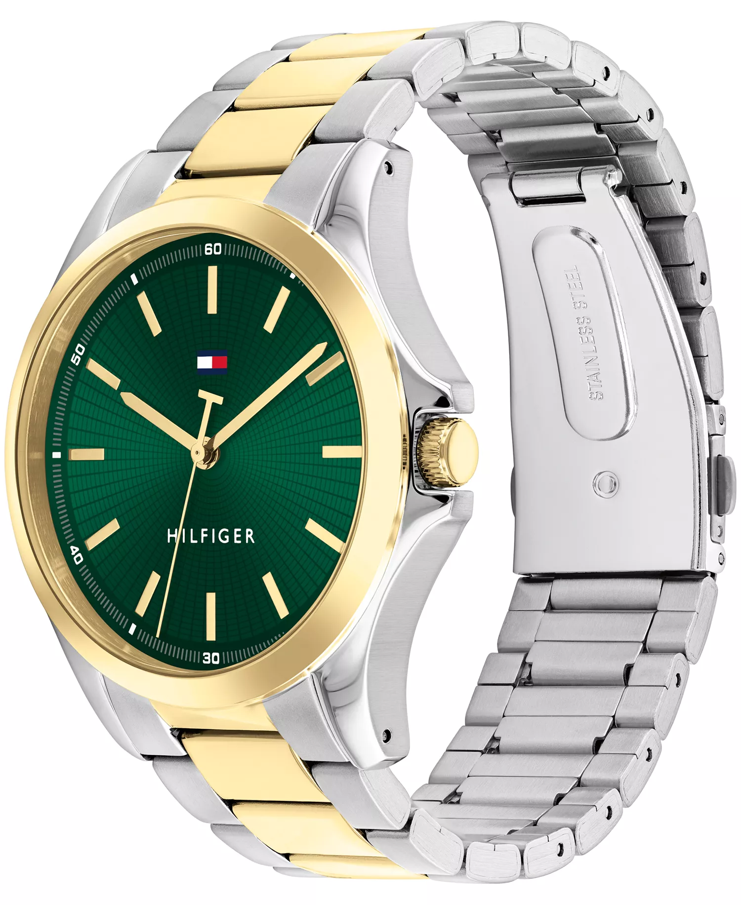 Men's Quartz Two-Tone Stainless-Steel Bracelet Watch, 43mm - Green - 43mm
