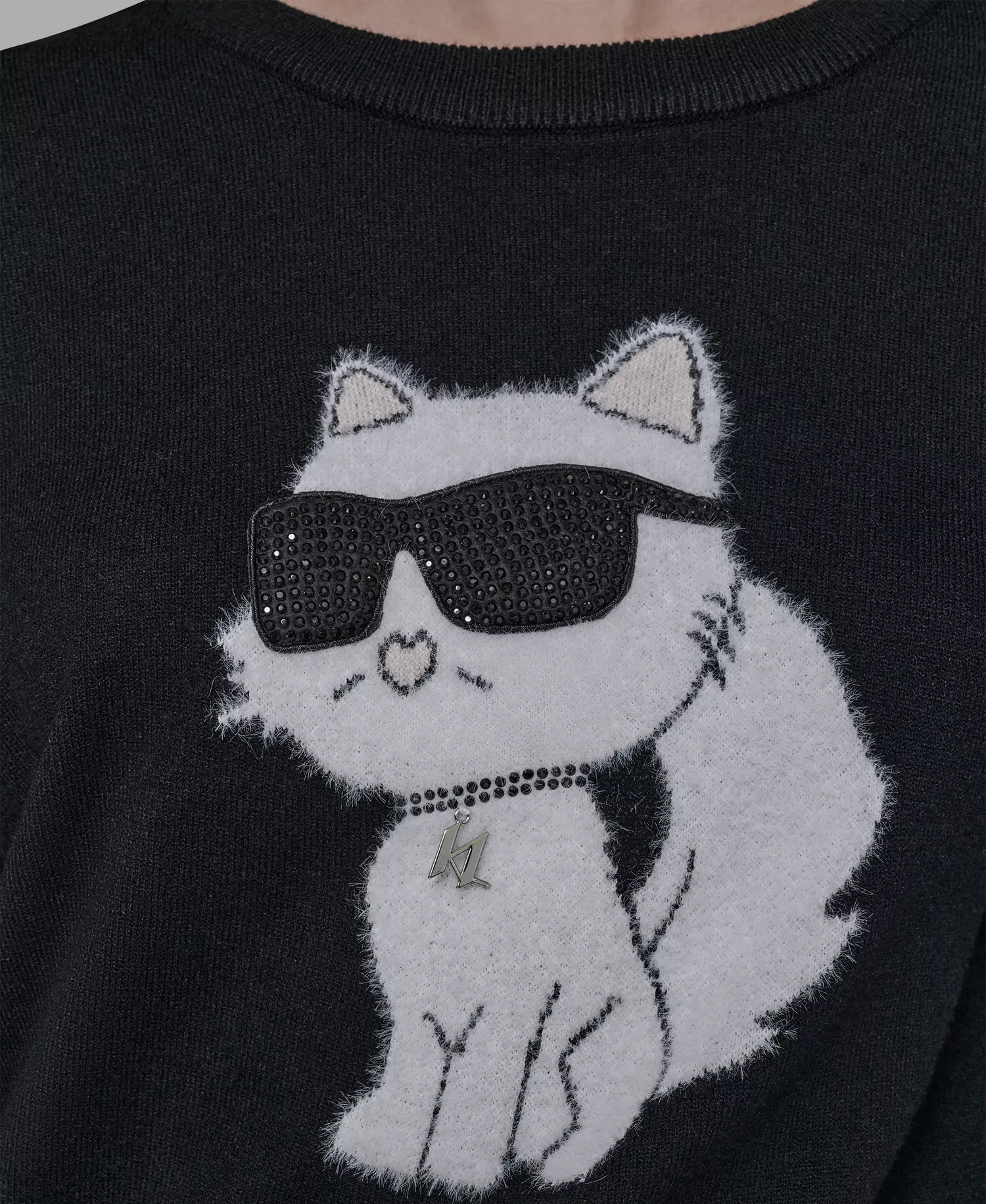 Women's Cool Choupette Crewneck Sweater - Black - L