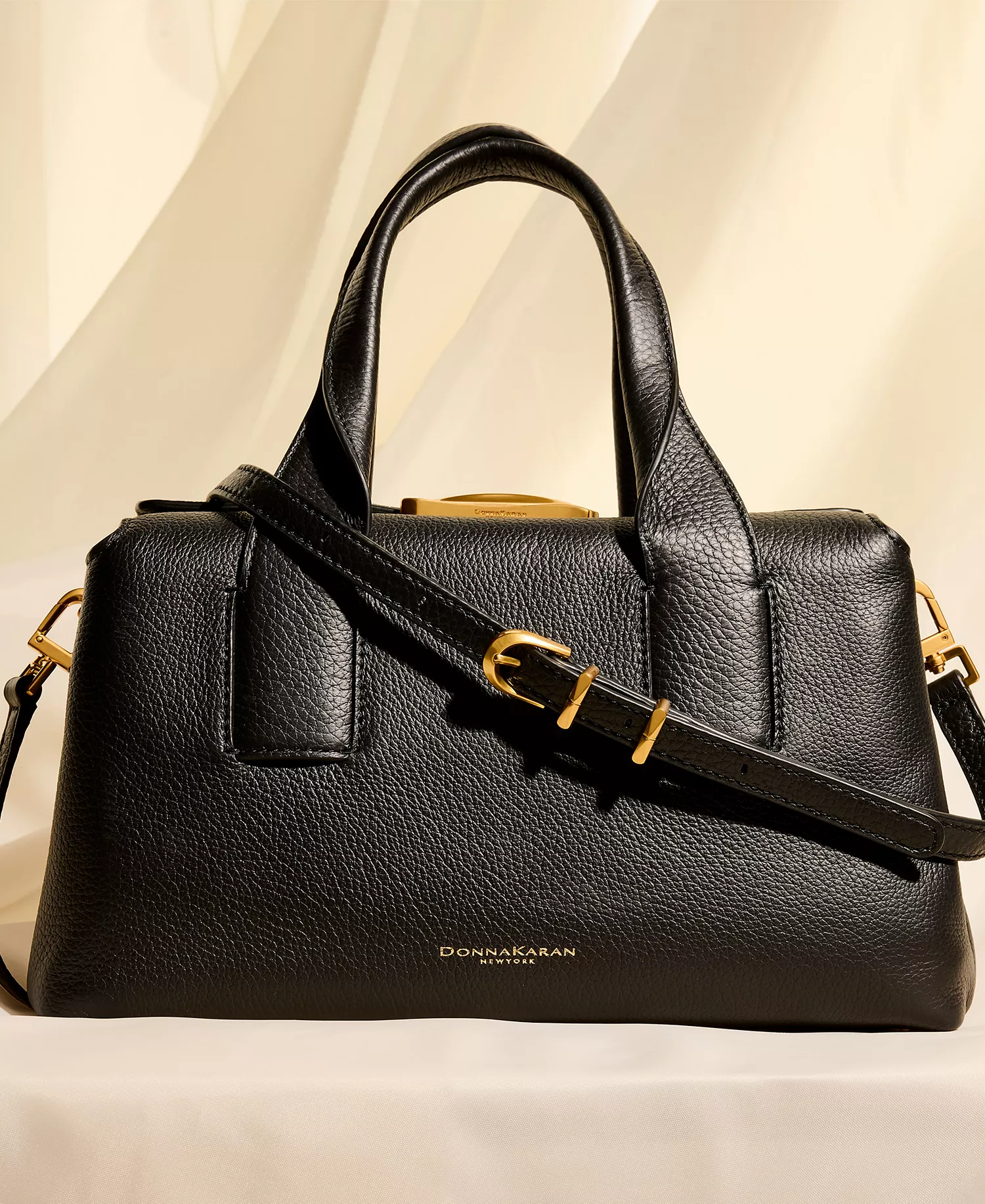 Amagansett Soft-Rolled Leather Satchel with Sculpted Magnet Closure - Black/gold - NO SIZE