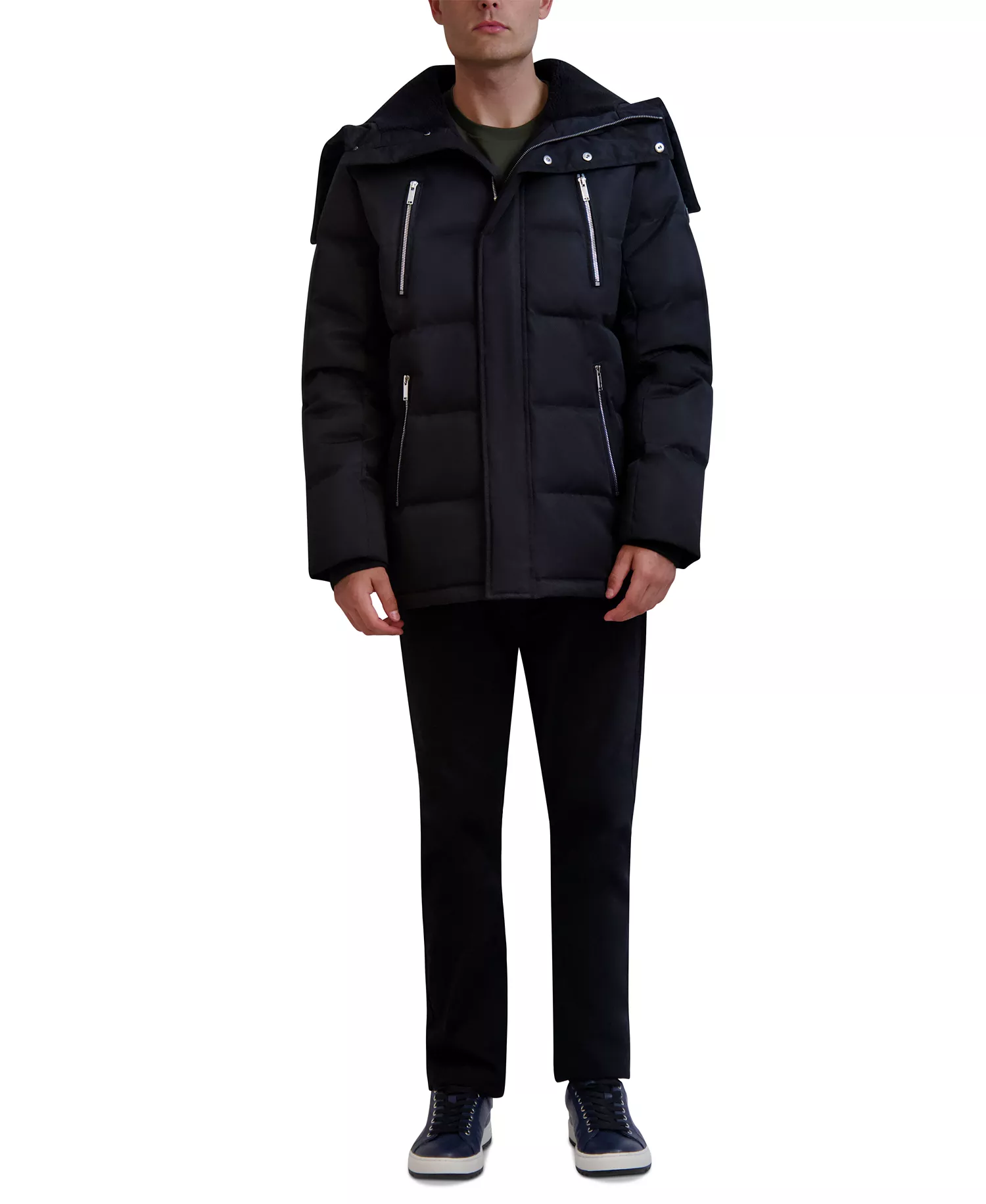Men's Heavyweight Quilted Parka - Black - 2XL