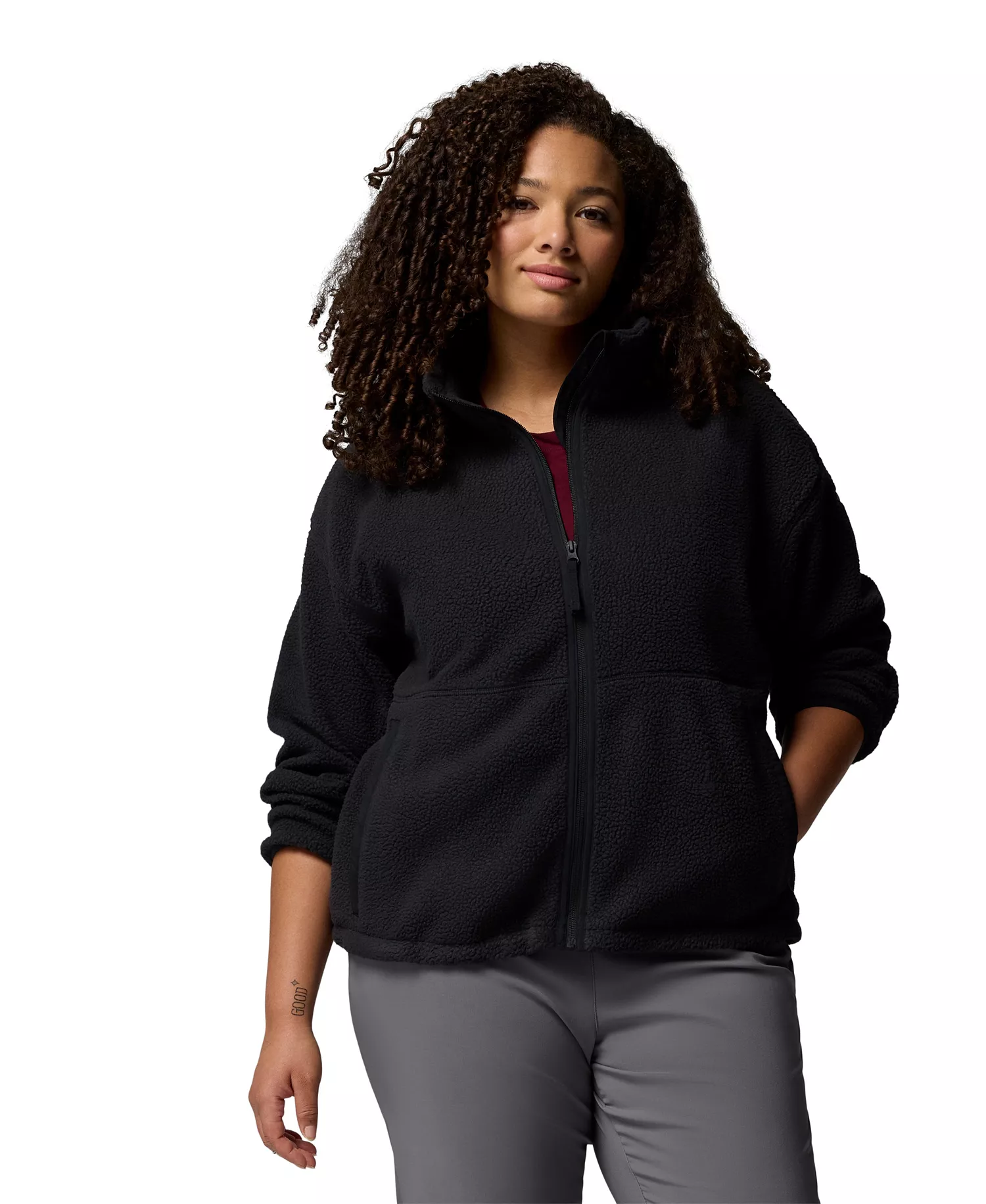 Plus Kenton Full-Zip Fleece Jacket - Black - 1X