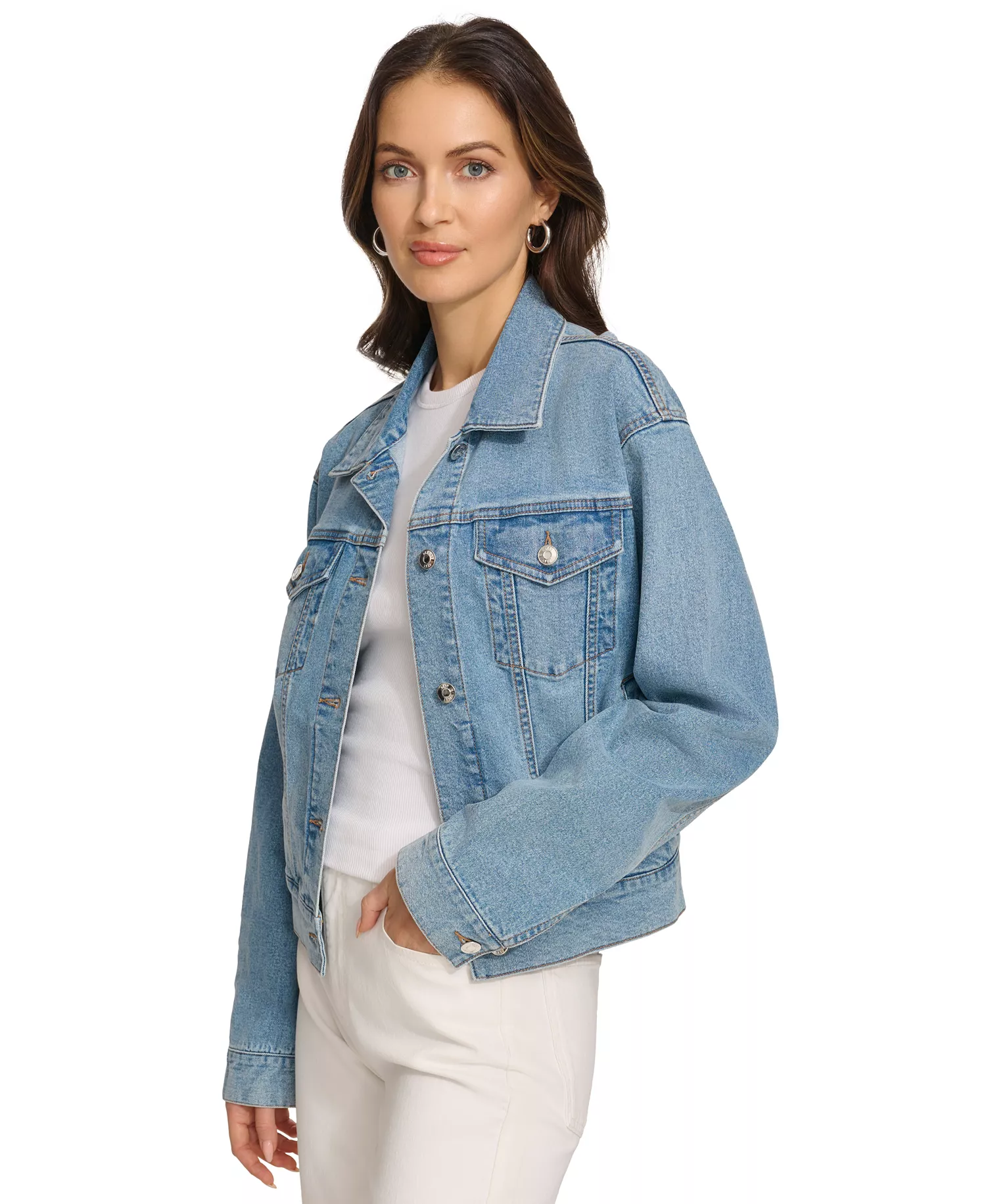 Women's Foundation Denim Trucker Jacket - Medium Wash Denim - L